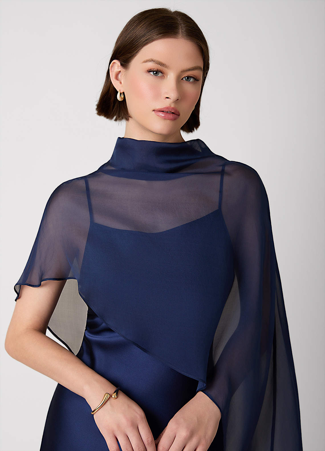 Silk Mini Dress Blue Odette Satin Mini Dress
