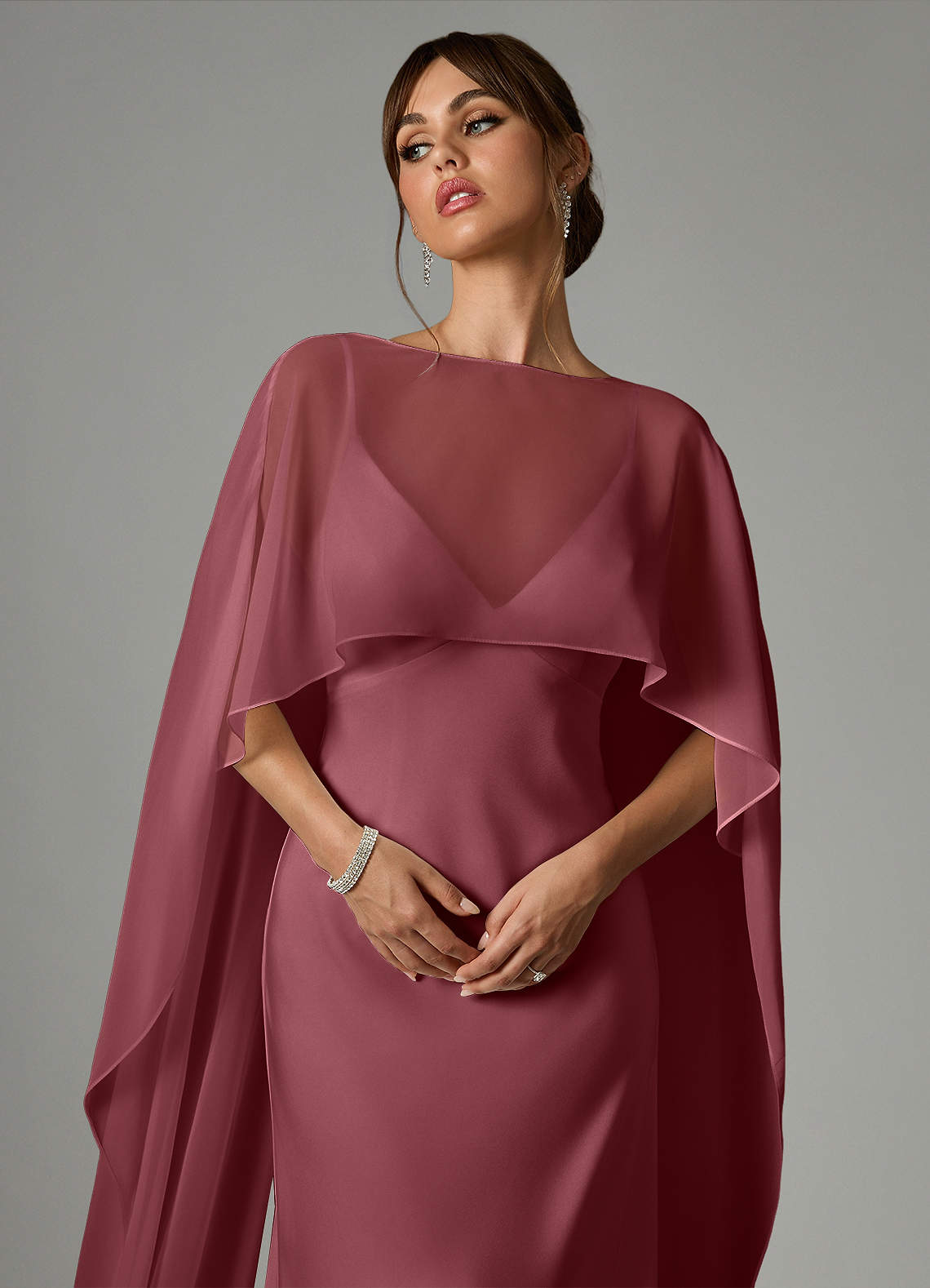 Azazie Stefania Vestidos de madrinha de casamento Vestido Rosa Do Deserto de Cetim elástico de Linha A image4