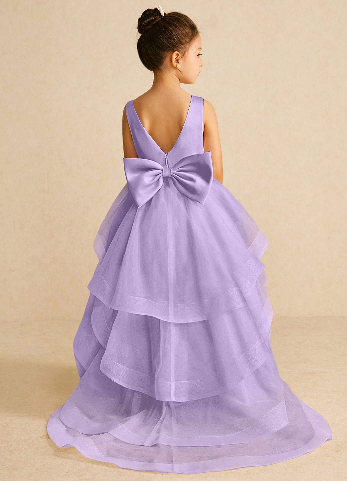Azazie Pumpkin Flower Girl Dresses Lilac A-Line Convertible Tulle Dress image1