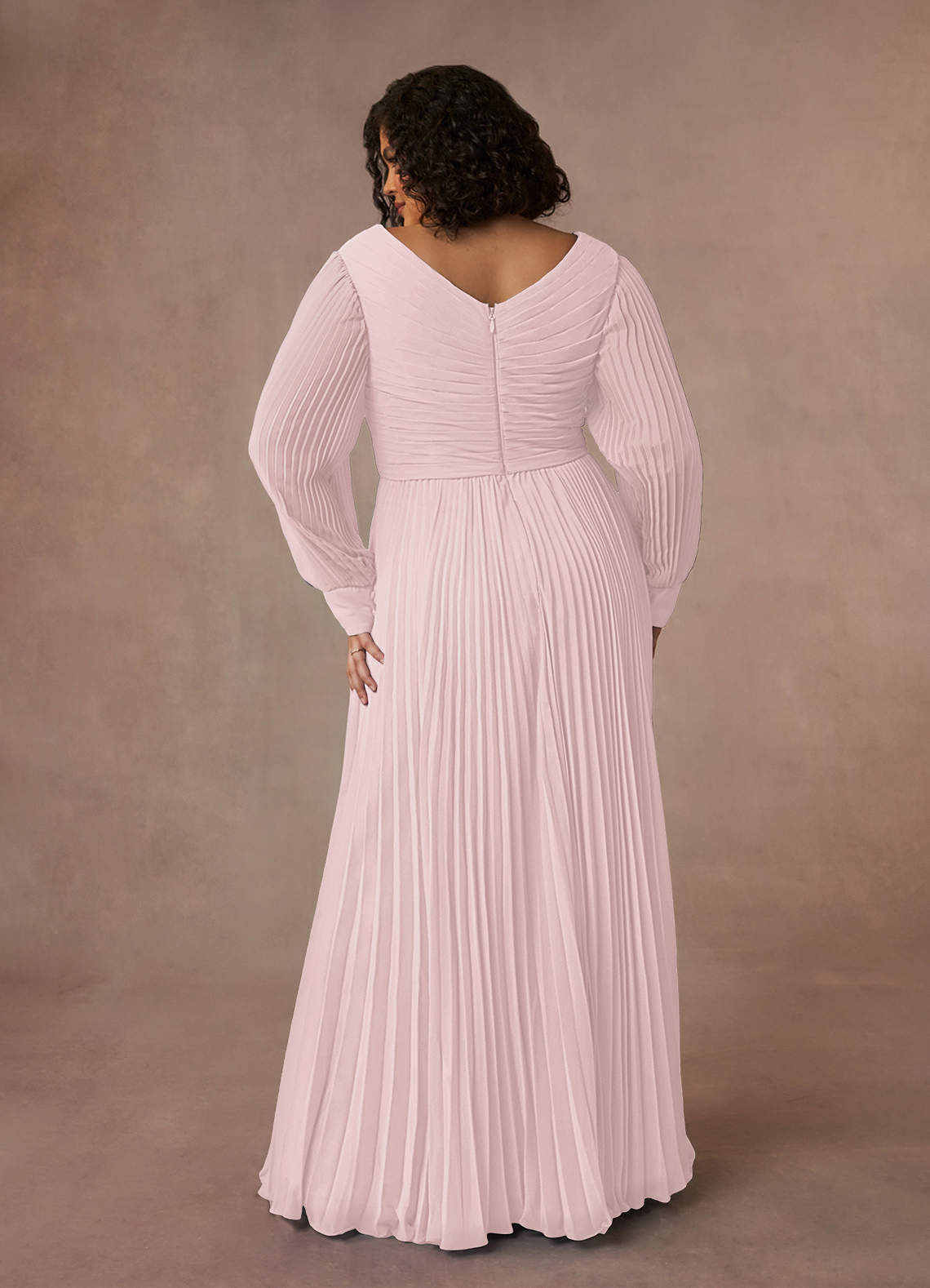 Azazie Zina Mother of the Bride Dresses Blushing Pink A-Line Pleated Chiffon Dress image7
