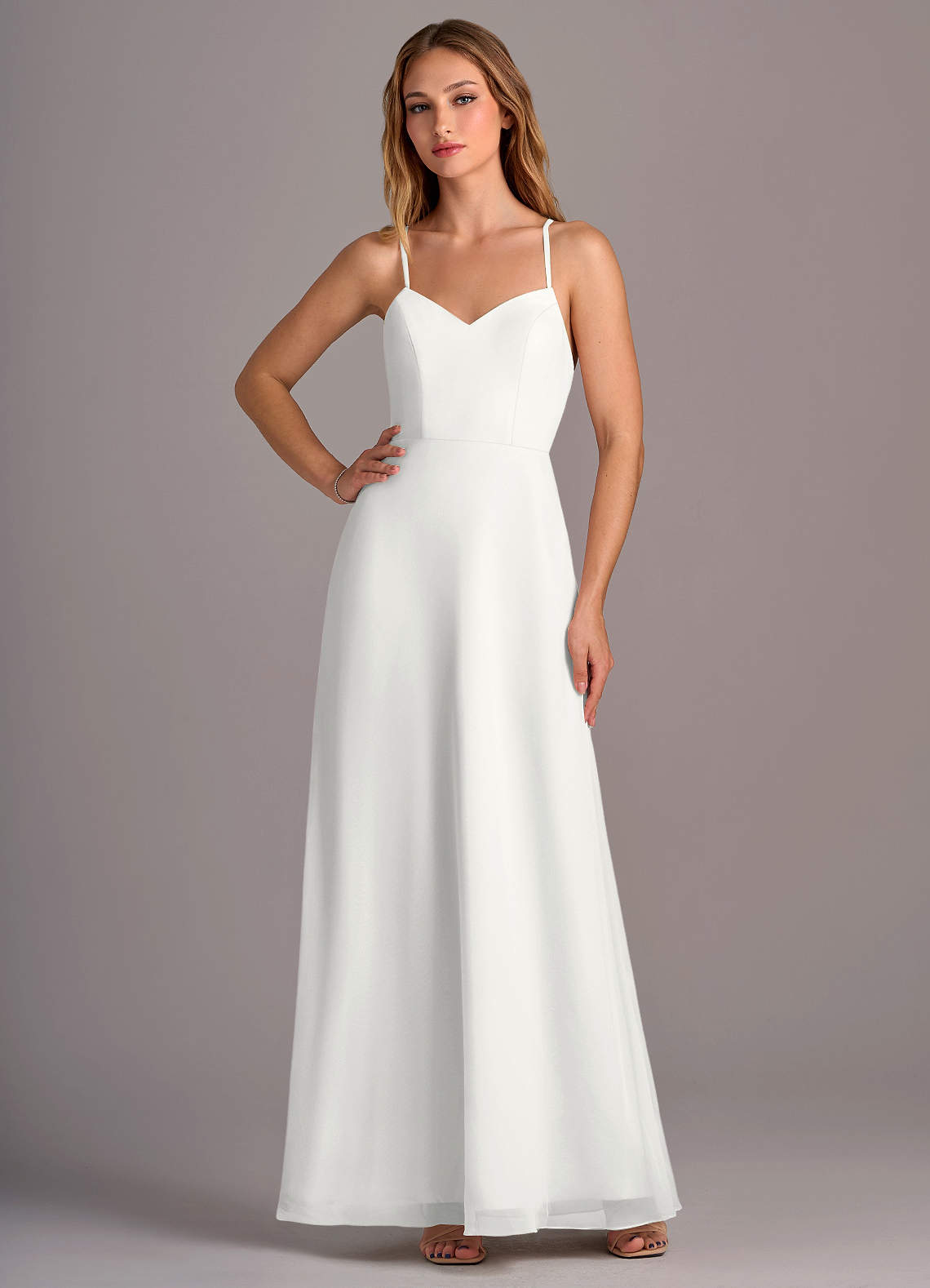 Azazie A-Line V-Neck Floor-Length Chiffon Bridesmaid Dresses