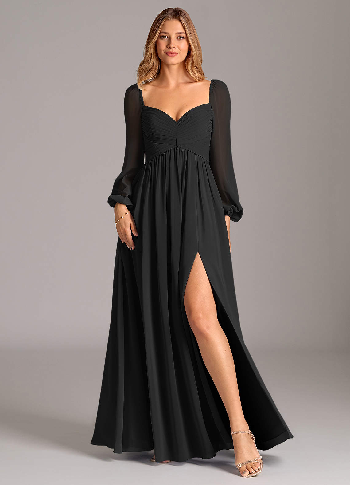 black midi corset dress Plus Size Black Lace High Neck Ruffled Sleeve Waist Defined Sheer Hem –  phoehua main image 0