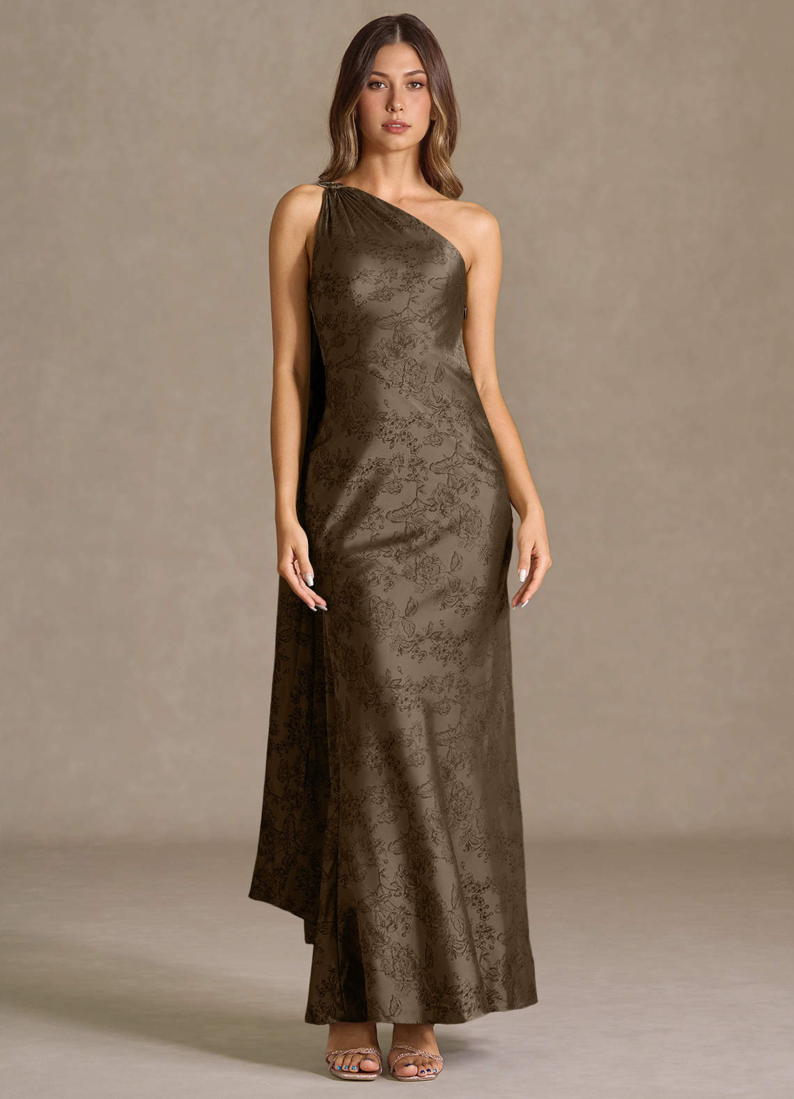 Sapphira Coffee Brown Maxi Dress image1