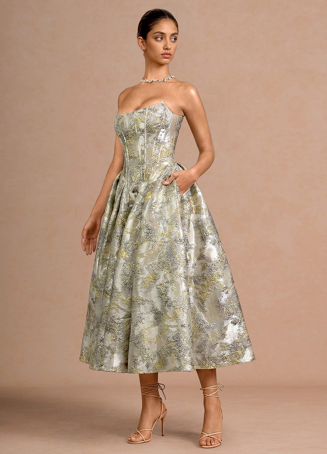 knee length dresses for ladies Fleur du Mal | Embellished Midi Dress | L main image 0