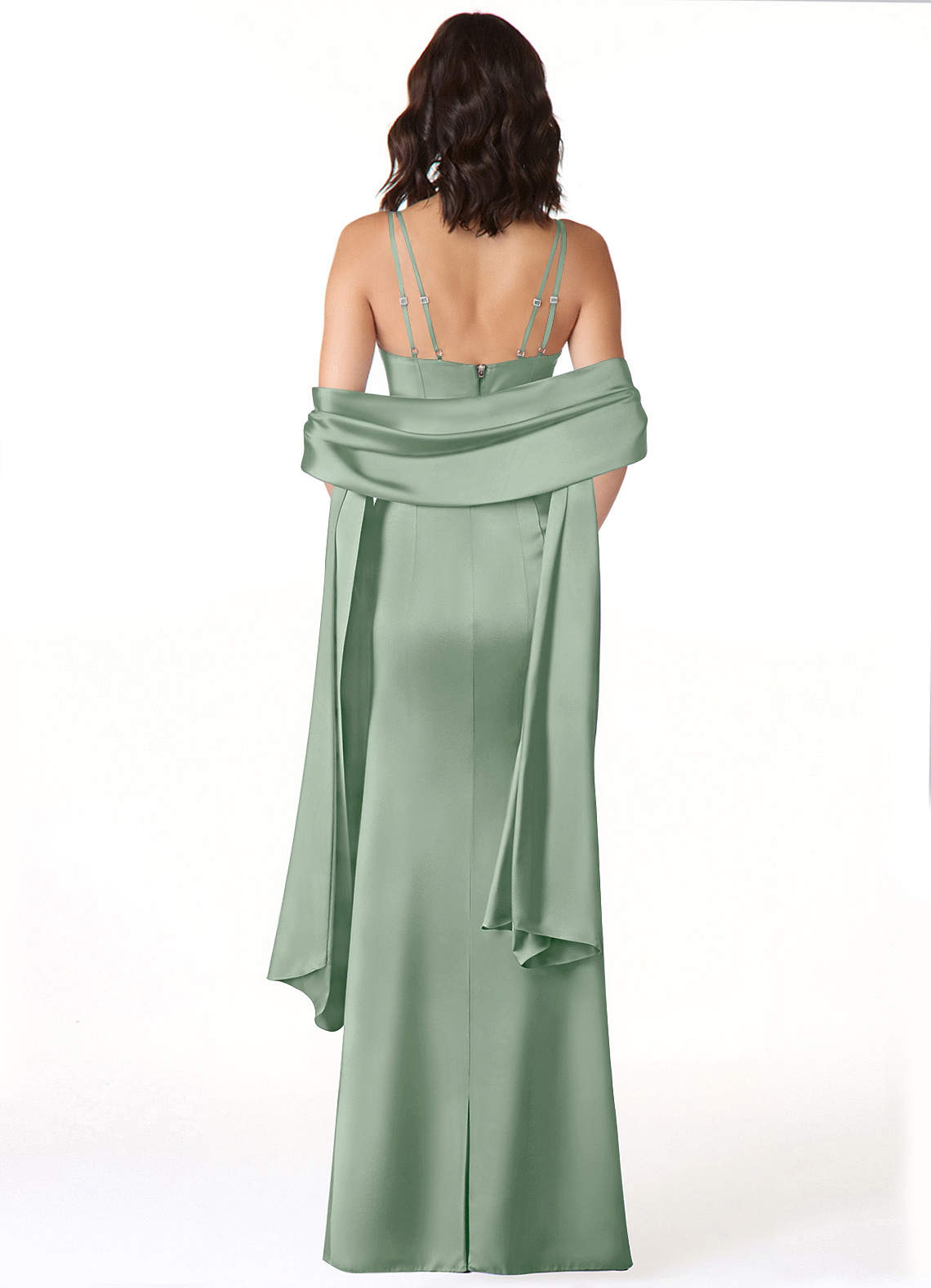 front Azazie Matching Color Stretch Satin Shawl