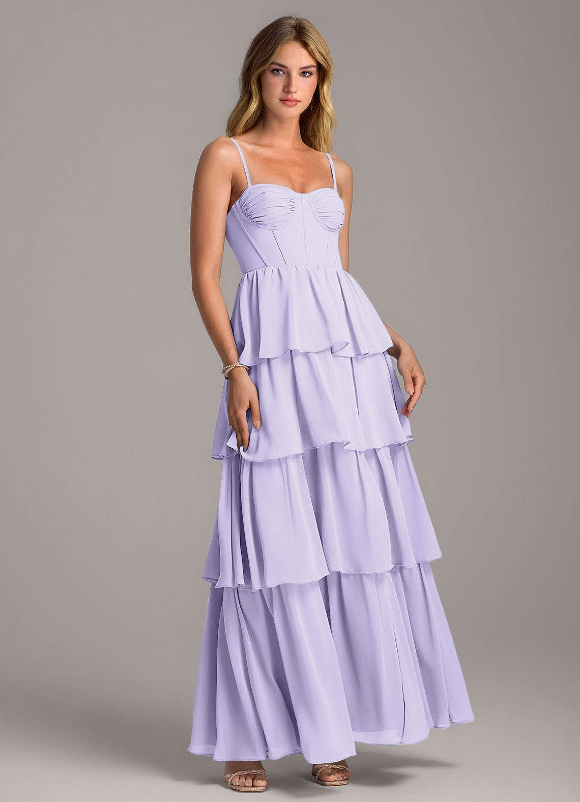 Azazie Alanna Bridesmaid Dresses Lilac A-Line Sweetheart Neckline Chiffon Dress image1