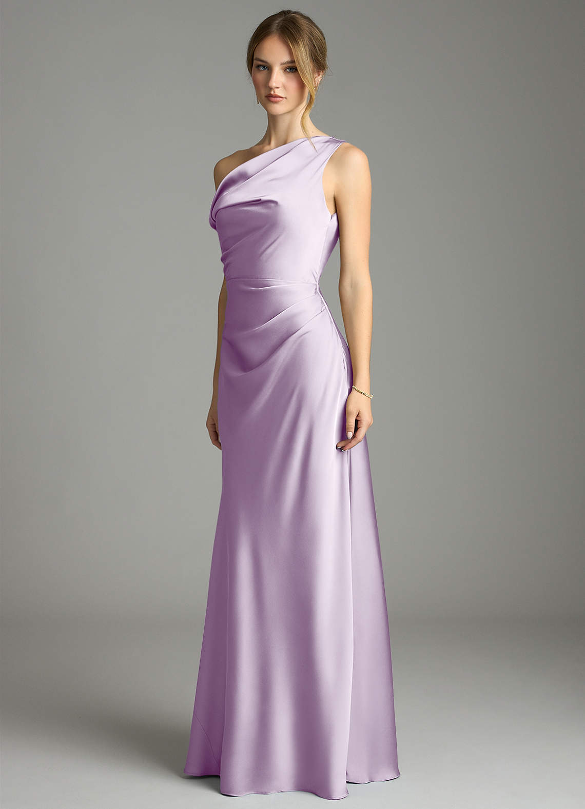Azazie Emerson Brudepigekjoler Havfrue Off-Shoulder Stræk satin Gulv-længde Kjole image1