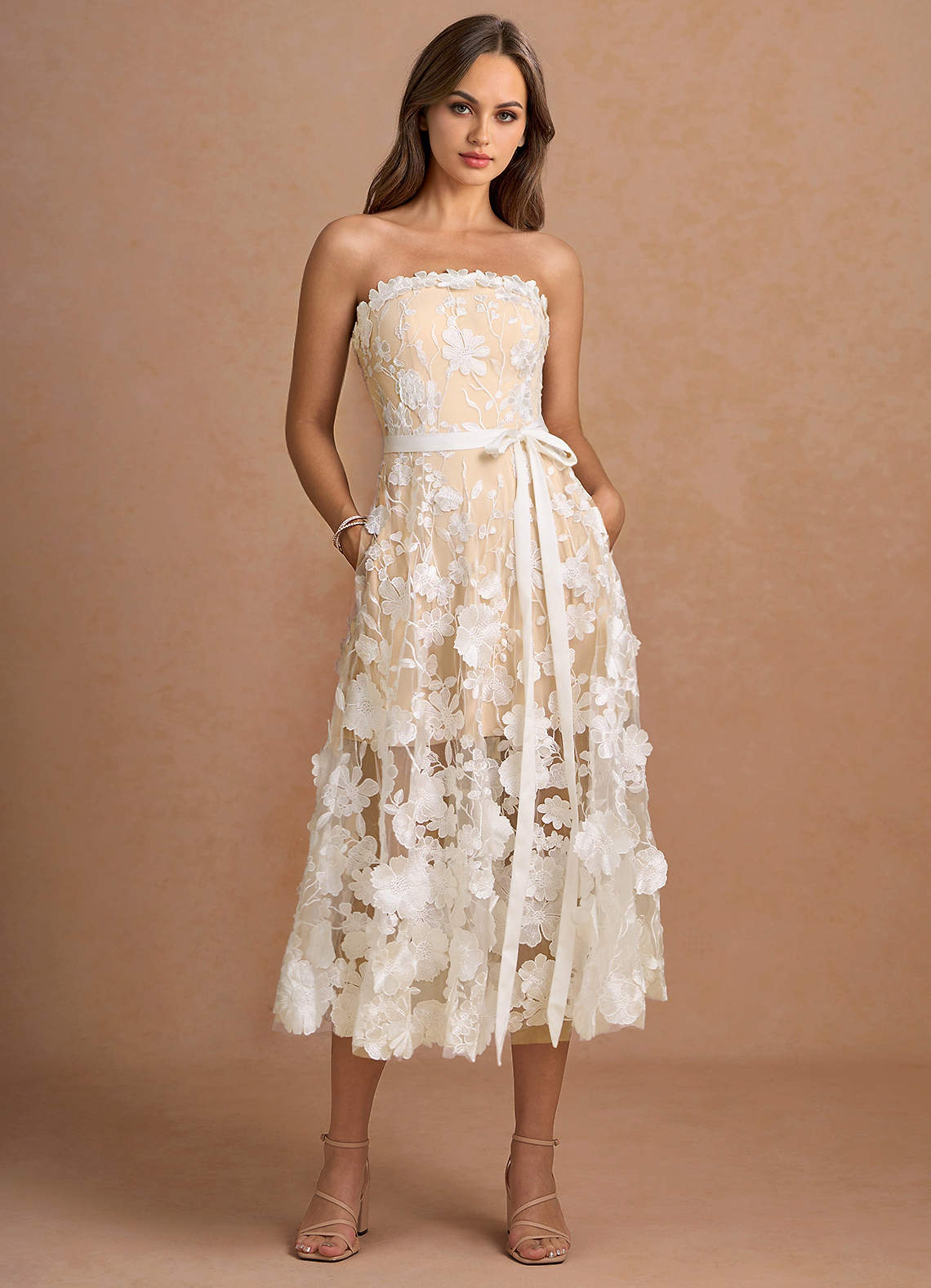 Sherri White Floral Midi Dress image2