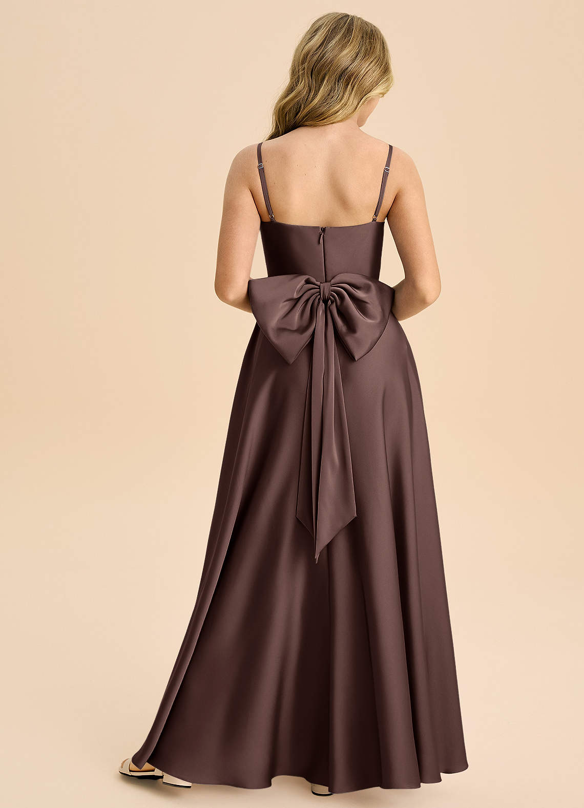 Azazie Bear Junior Ganache A-Line Sweetheart Neckline Stretch Satin Dress image1