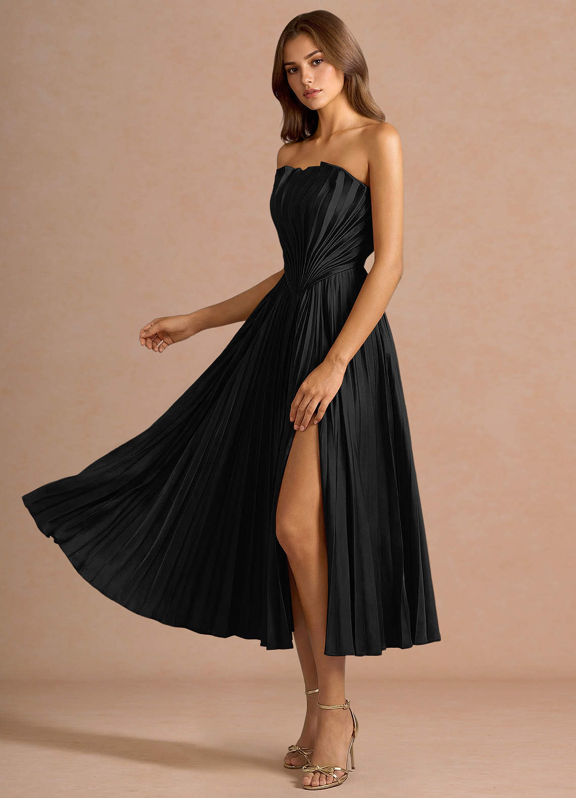 Kaia Black Midi Dress Ready to Ship | Azazie