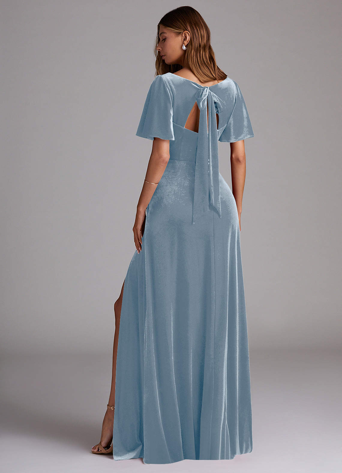 velvet light blue dress Azazie Kimber Production Style:Standard while the bandeau neckline a-line homecoming dress Naughty Task From Ladyboss