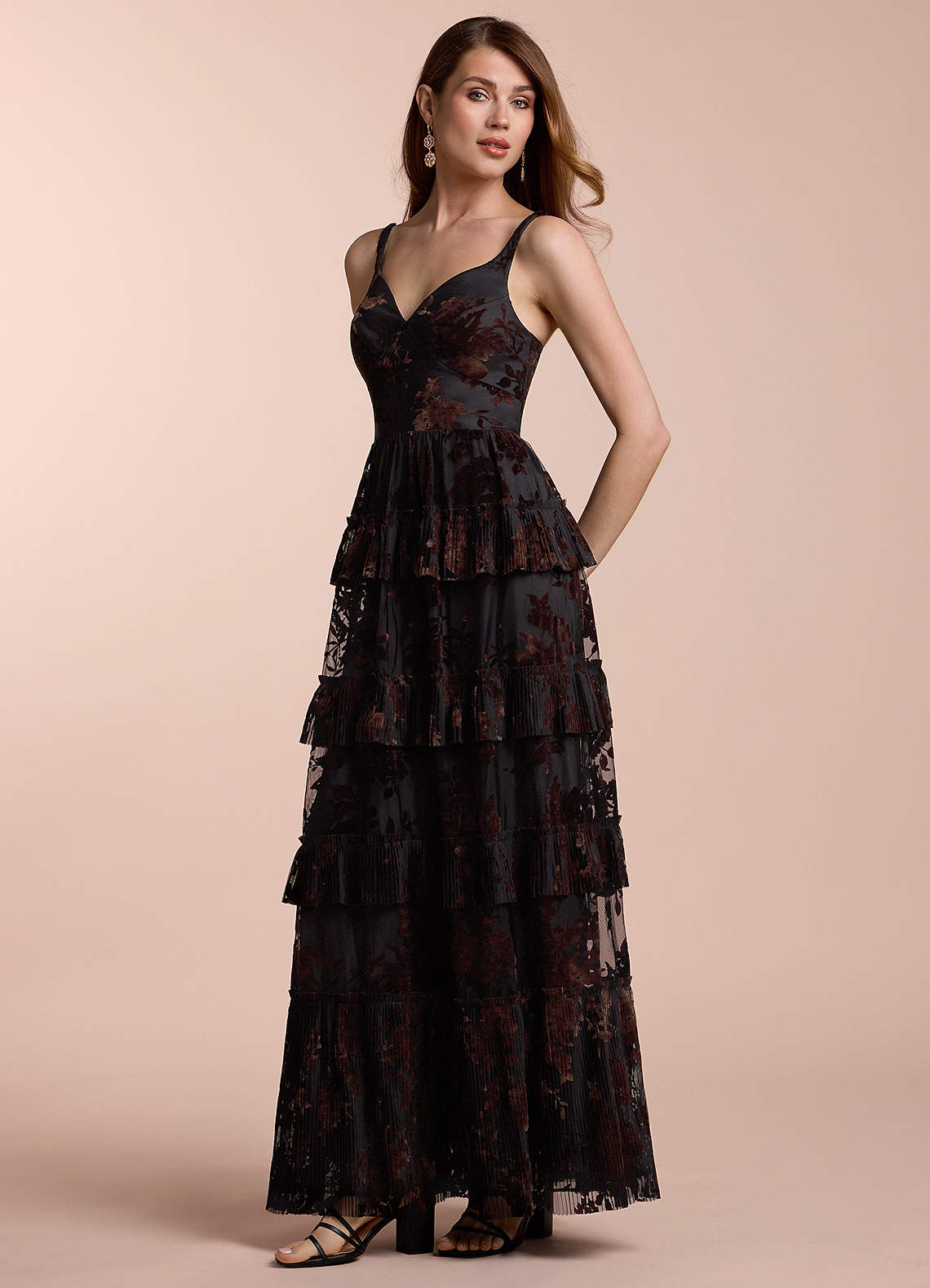 パーティードレス Azalea Tiered Ruffle Silk Dress Cammy Floral Coco Ruffle Maxi Dress | Azazie
