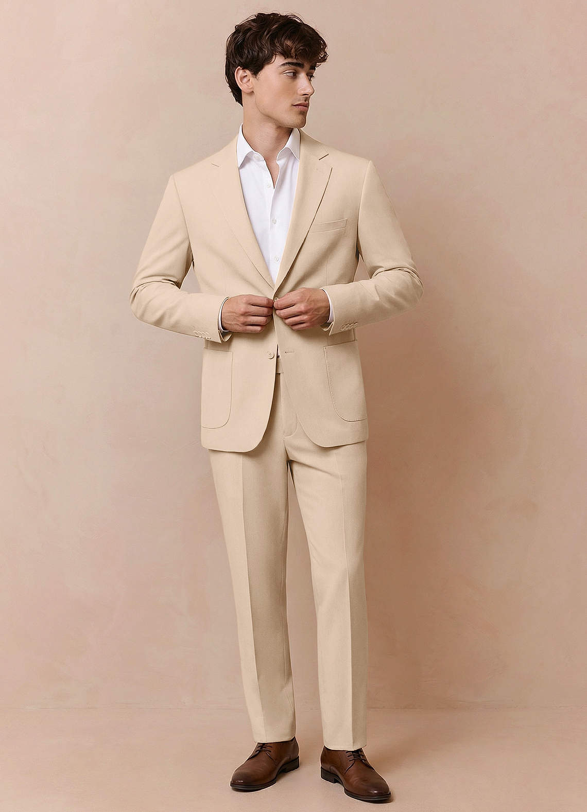 front Owen Tan Lightweight Tailored Suit Jacket