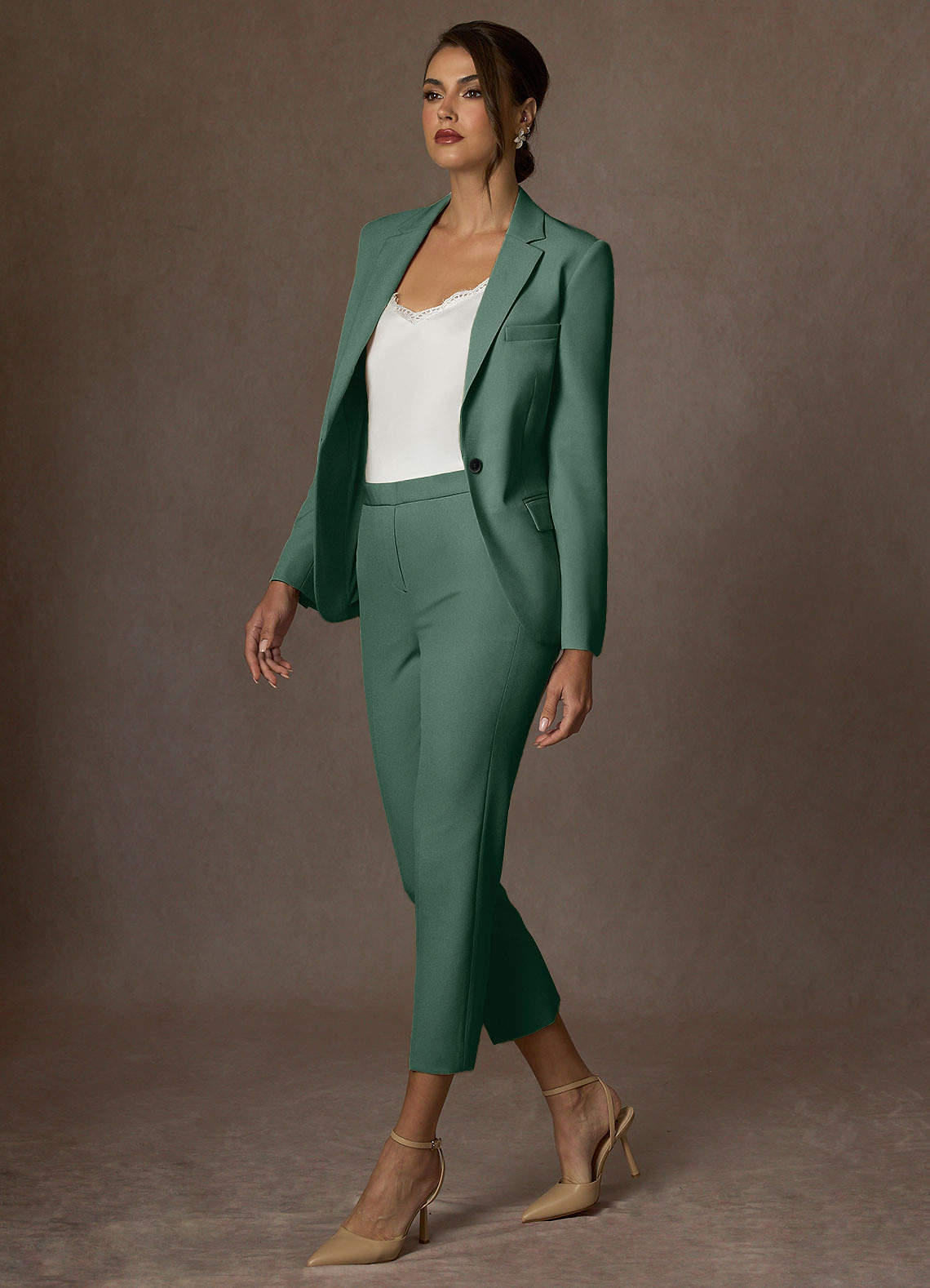 front Kennedy Eucalyptus Structured Stretch Blazer