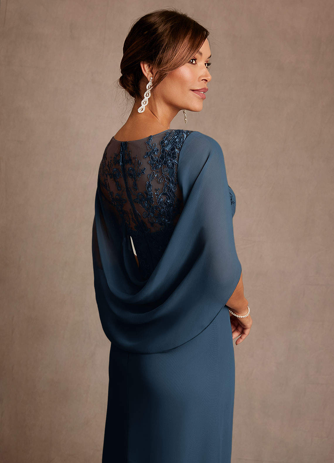 Azazie Santa Clara Mother of the Bride Dresses Dark Navy A-Line Lace Dress image6