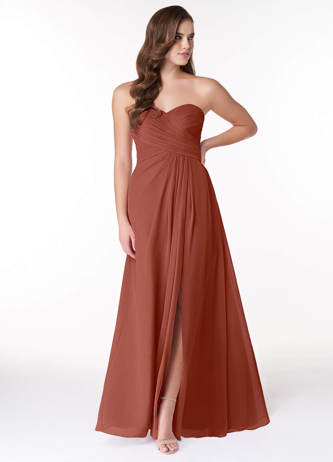 Azazie Arabella Allure Bridesmaid Dresses Auburn A-Line Sweetheart Neckline Chiffon Convertible Dress image1
