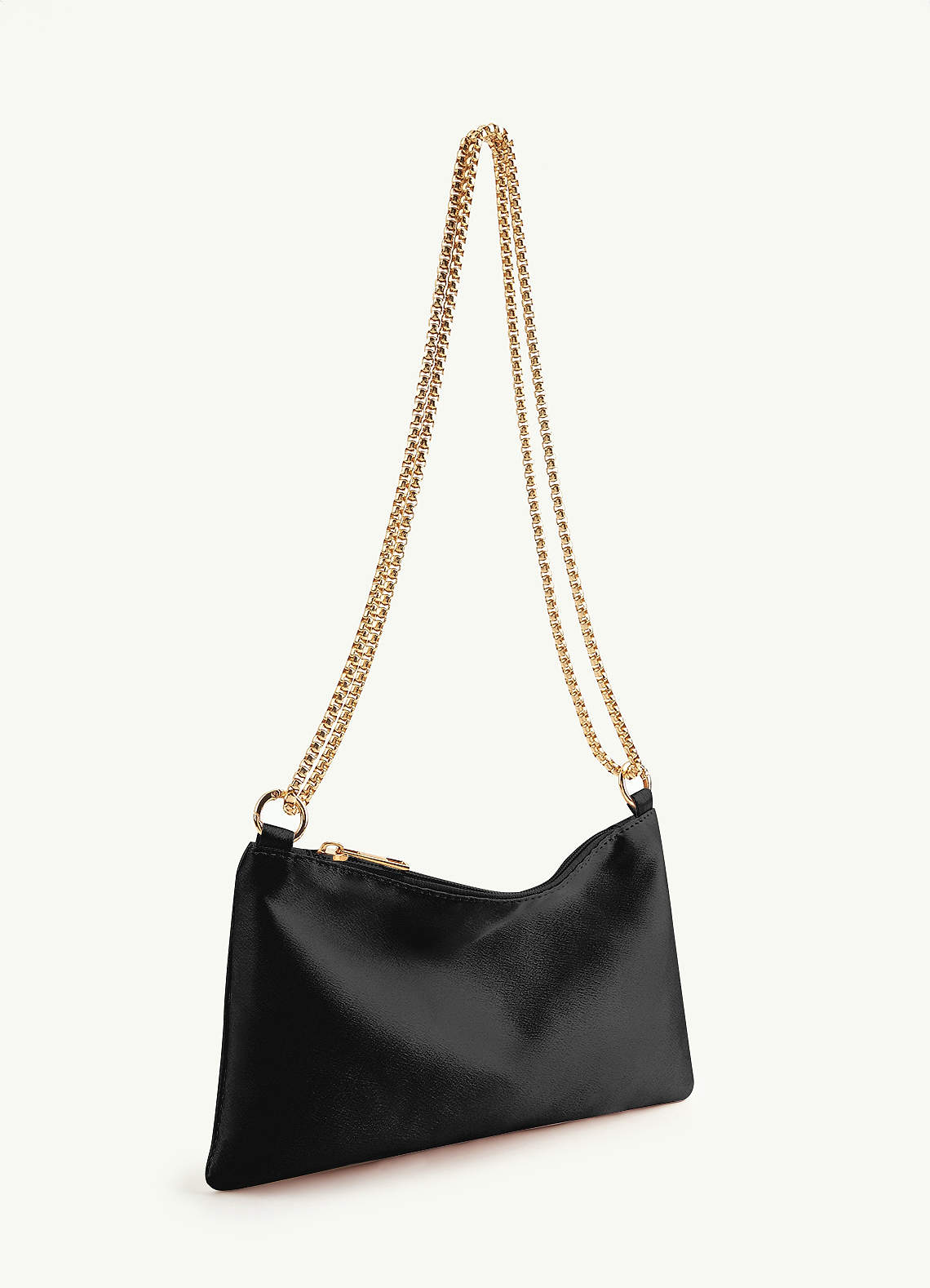 front Matching Color Metallic Satin Adjustable Shoulder Bag