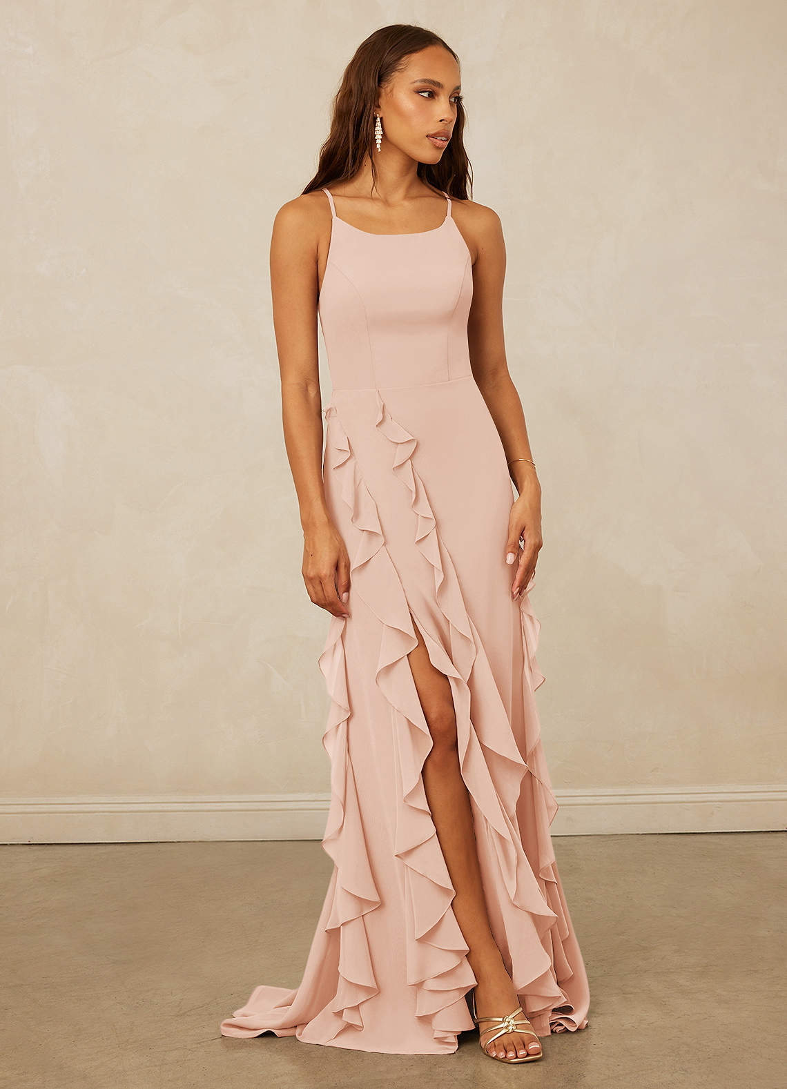 Christian Siriano Bridal for Azazie 1006 Bridesmaid Dresses English Rose Mermaid Ruched Chiffon Dress image1