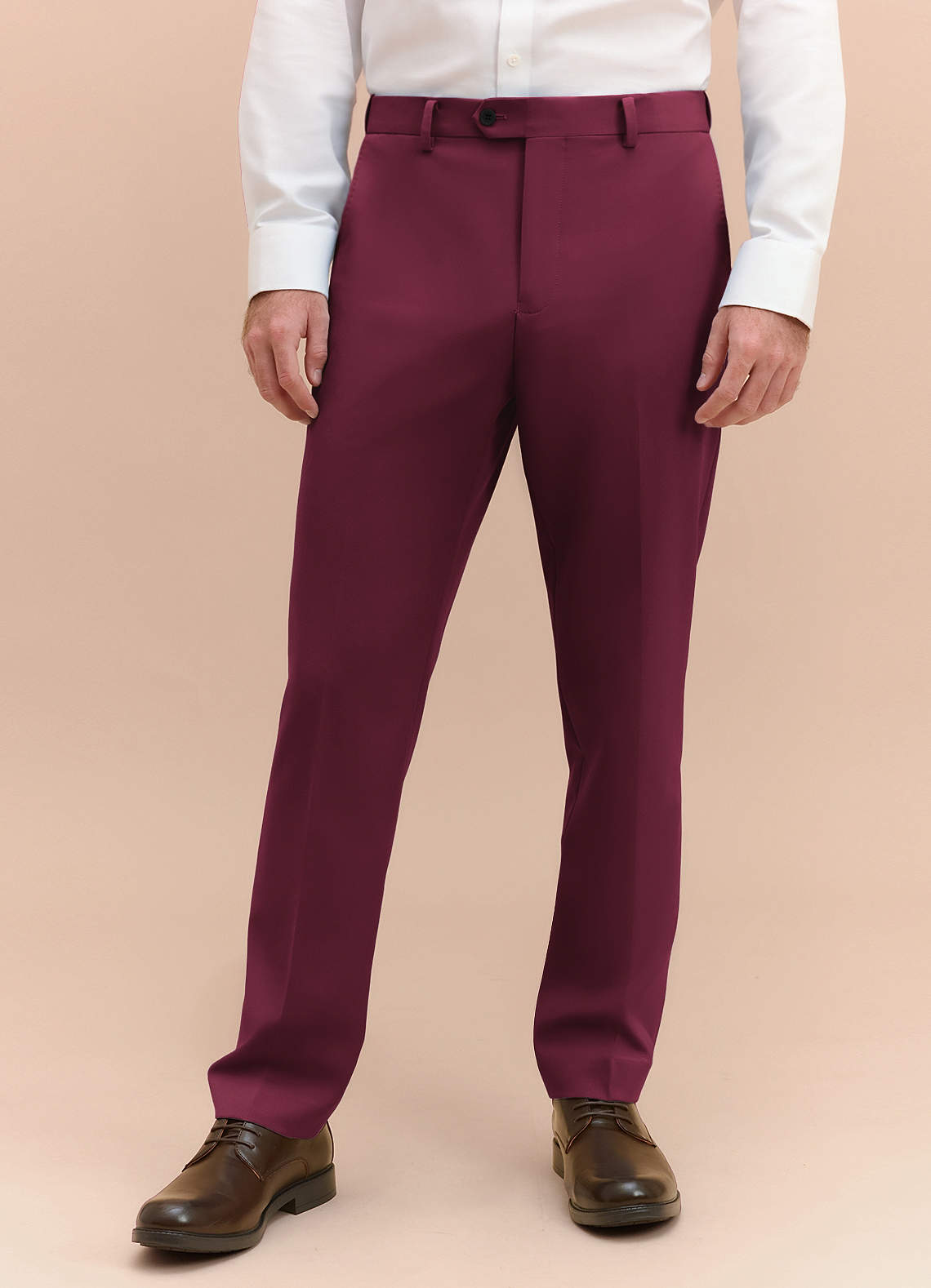 James Burgundy Structured Stretch Dress Pants | Classic Long Dress Pants |  Azazie