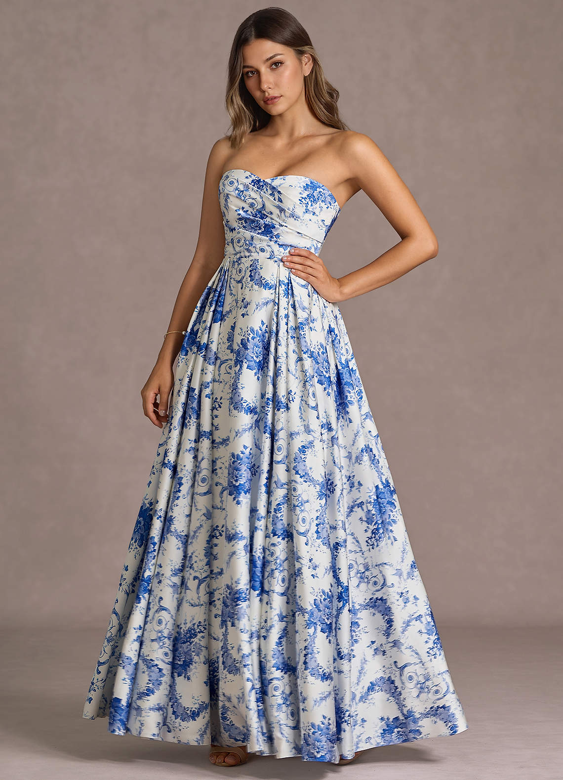 Maxi jurk Velisse Blauw En Wit Bloemenmotief image1