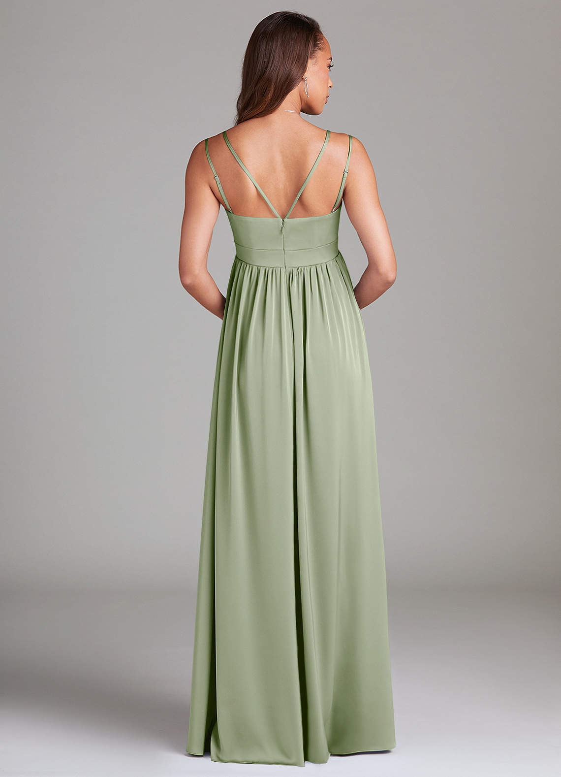 Azazie Emree Maternity Bridesmaid Dresses A-Line Stretch Satin Floor-Length Dress with Pockets image1