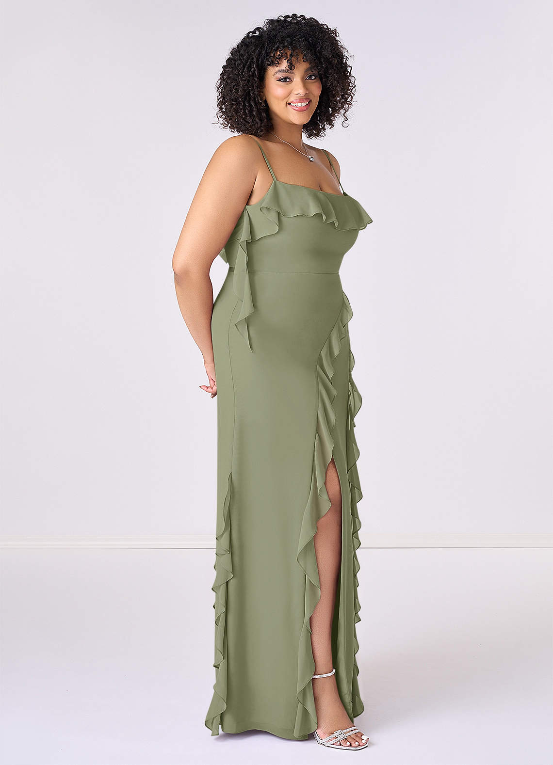 Barbie ♥ Azazie Bridesmaid Dresses Pistachio Sheath Bow Chiffon Dress image8