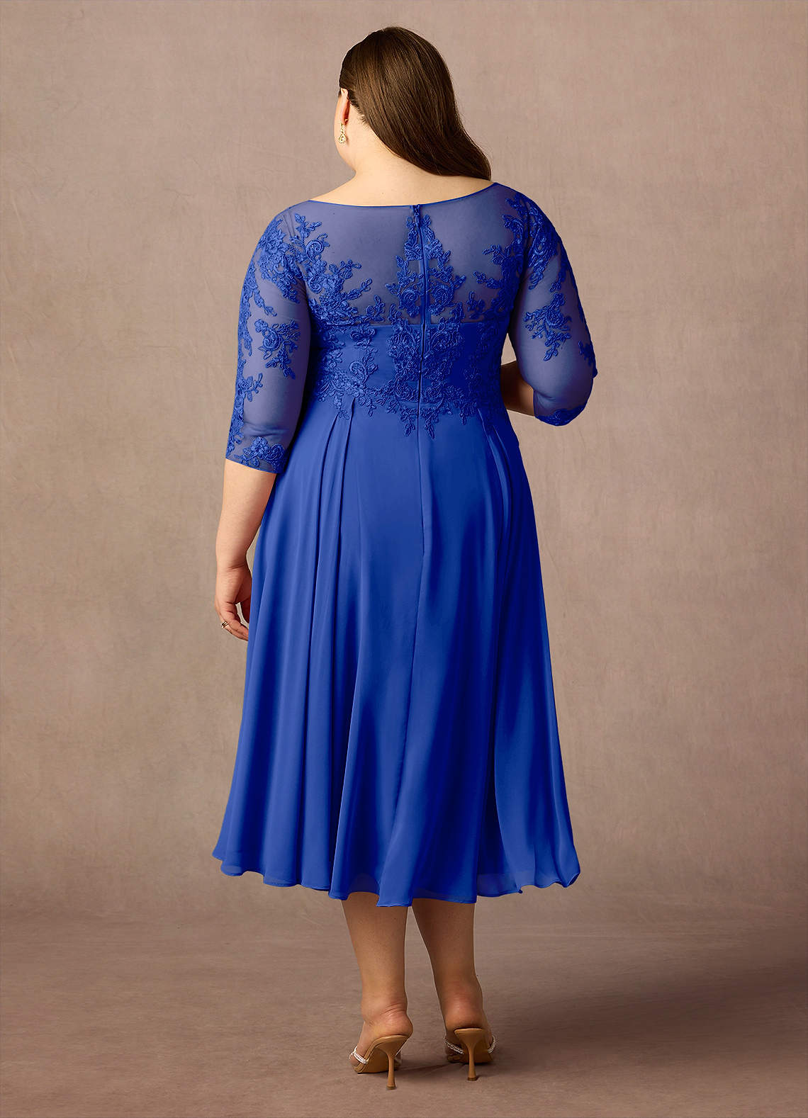 Azazie Marge Mother of the Bride Dresses Royal Blue A-Line Scoop Lace Chiffon Dress image6