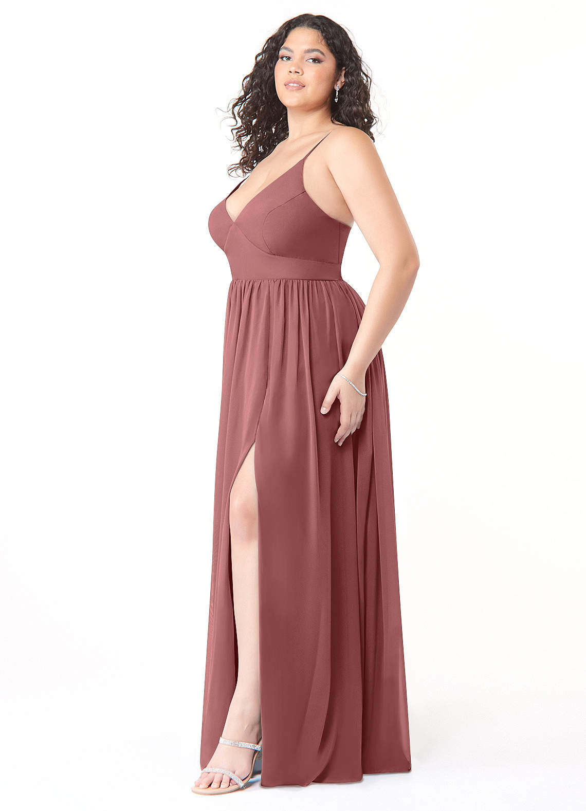 Azazie Aaida Jurken voor bruidsmeisjes Jurk van Chiffon met A-Lijn Korset Amethist image8