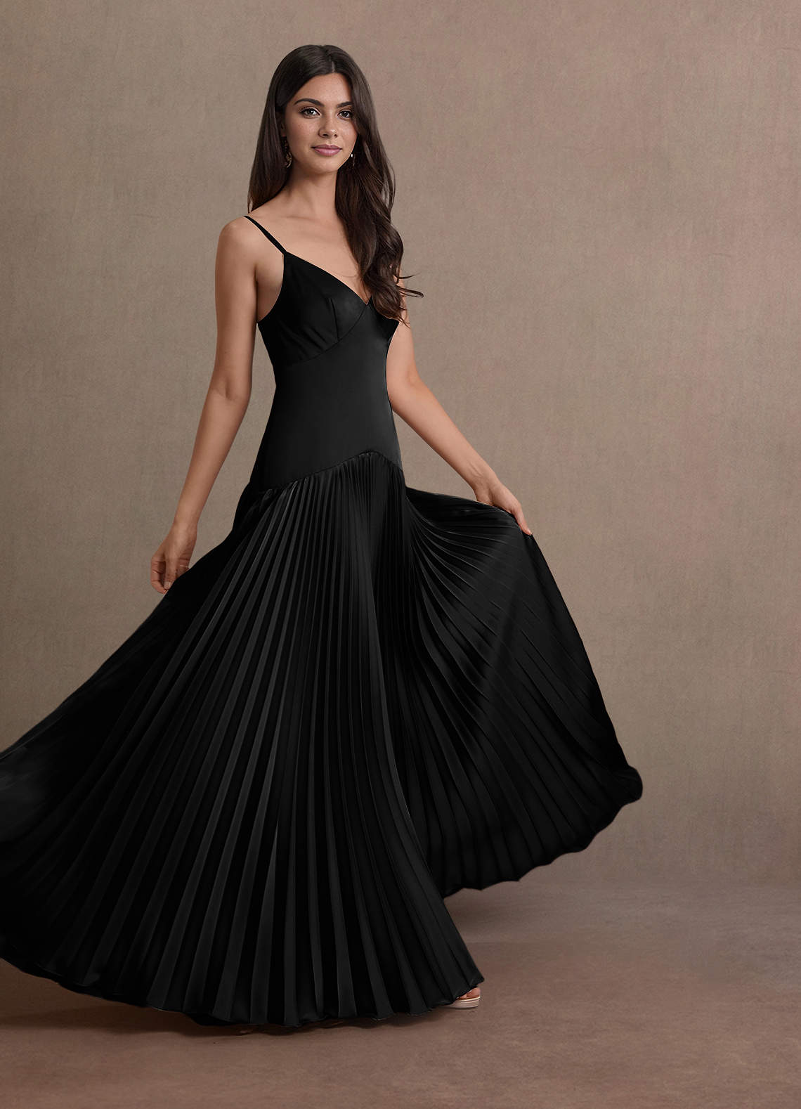 Jill Black Dropped Waist Gown | Azazie