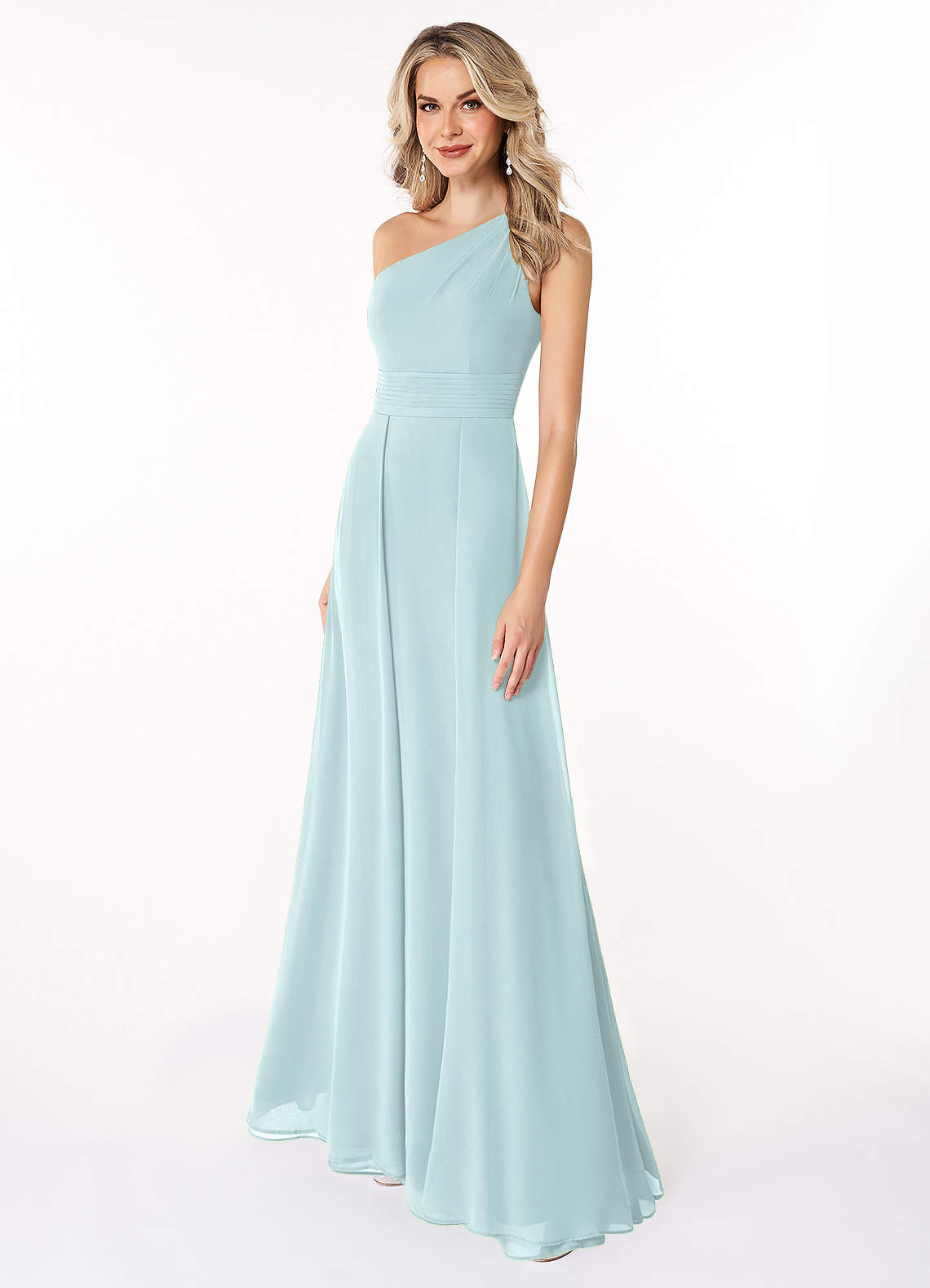 Azazie Dallas Bridesmaid Dresses Mist A-Line One Shoulder Chiffon Dress image1