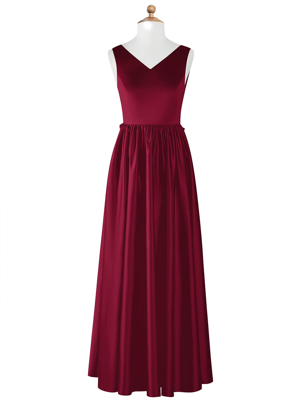 Azazie Hathaway Junior Burgundy A-Line Bow Stretch Satin Dress image6