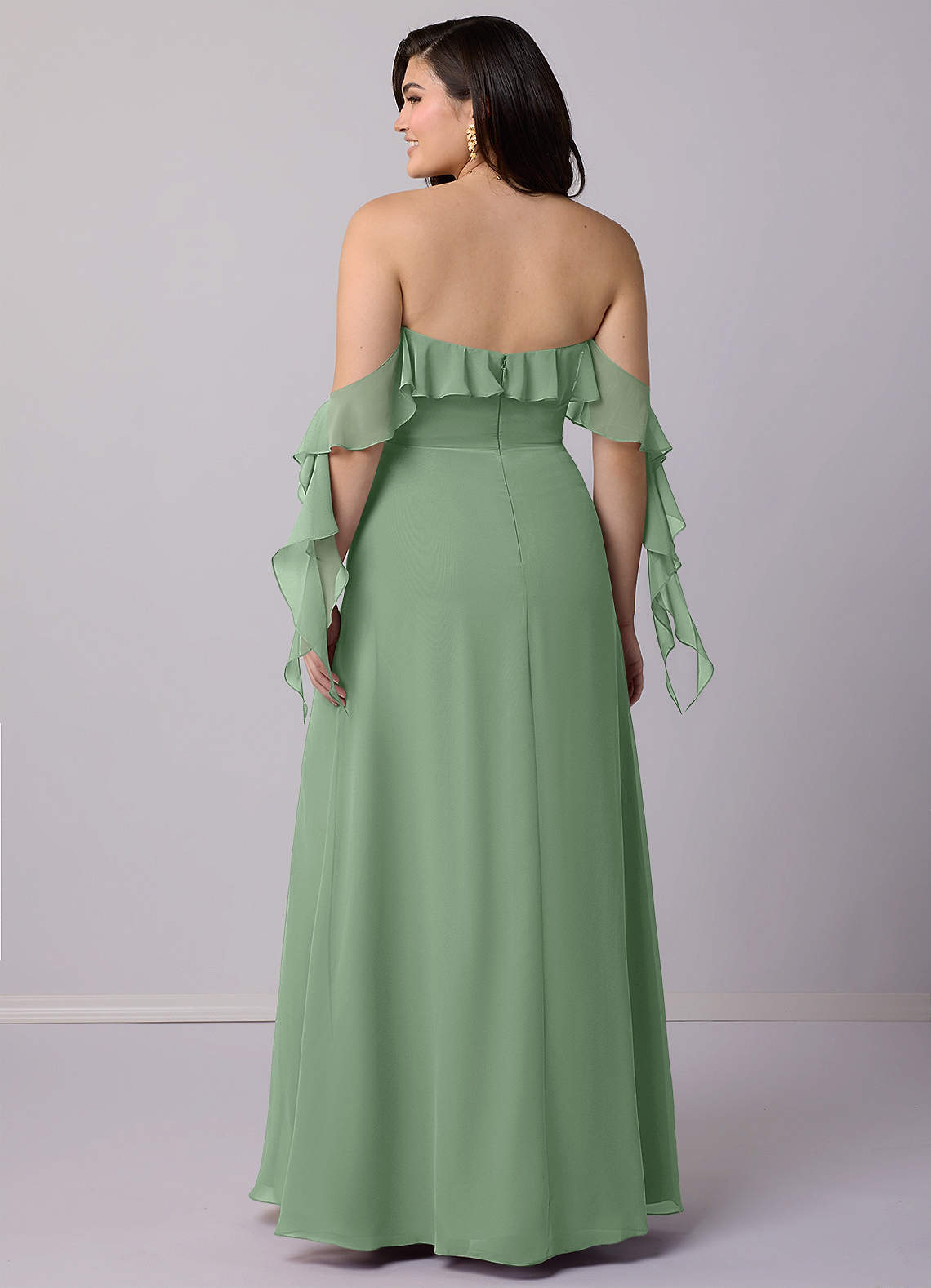 Barbie ♥ Azazie Bridesmaid Dresses Matcha A-Line Off the Shoulder Chiffon Convertible Dress image8