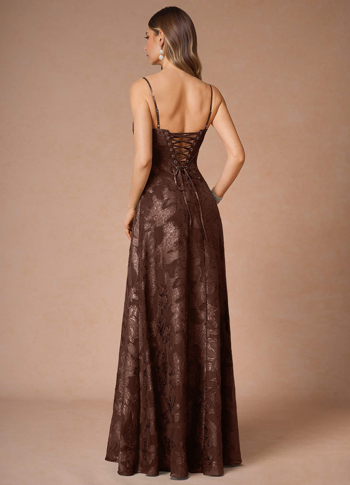 Thalyn Mocha Coco Long Prom Dress | Azazie