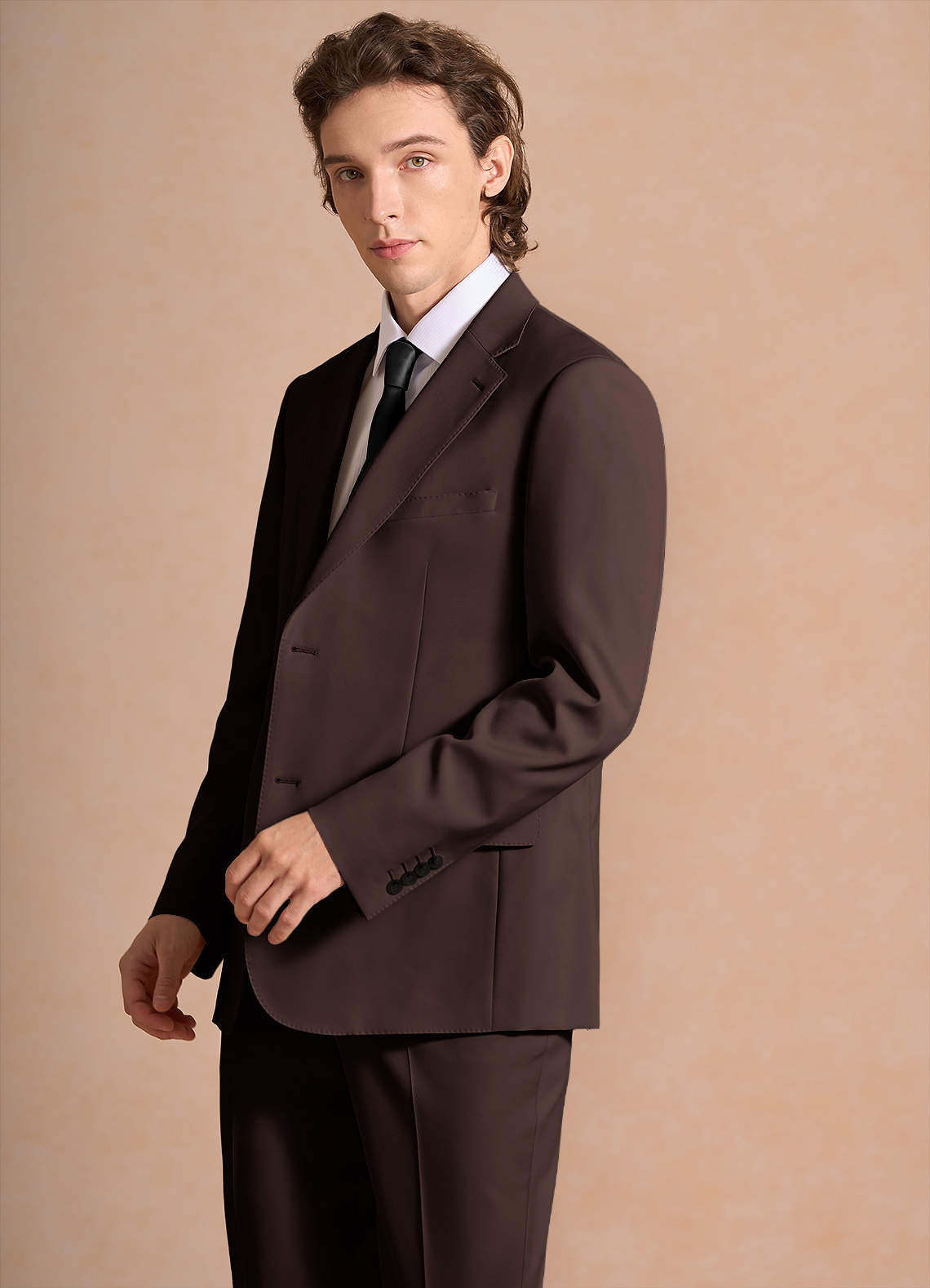 front James Ganache Structured Stretch Suit Jacket