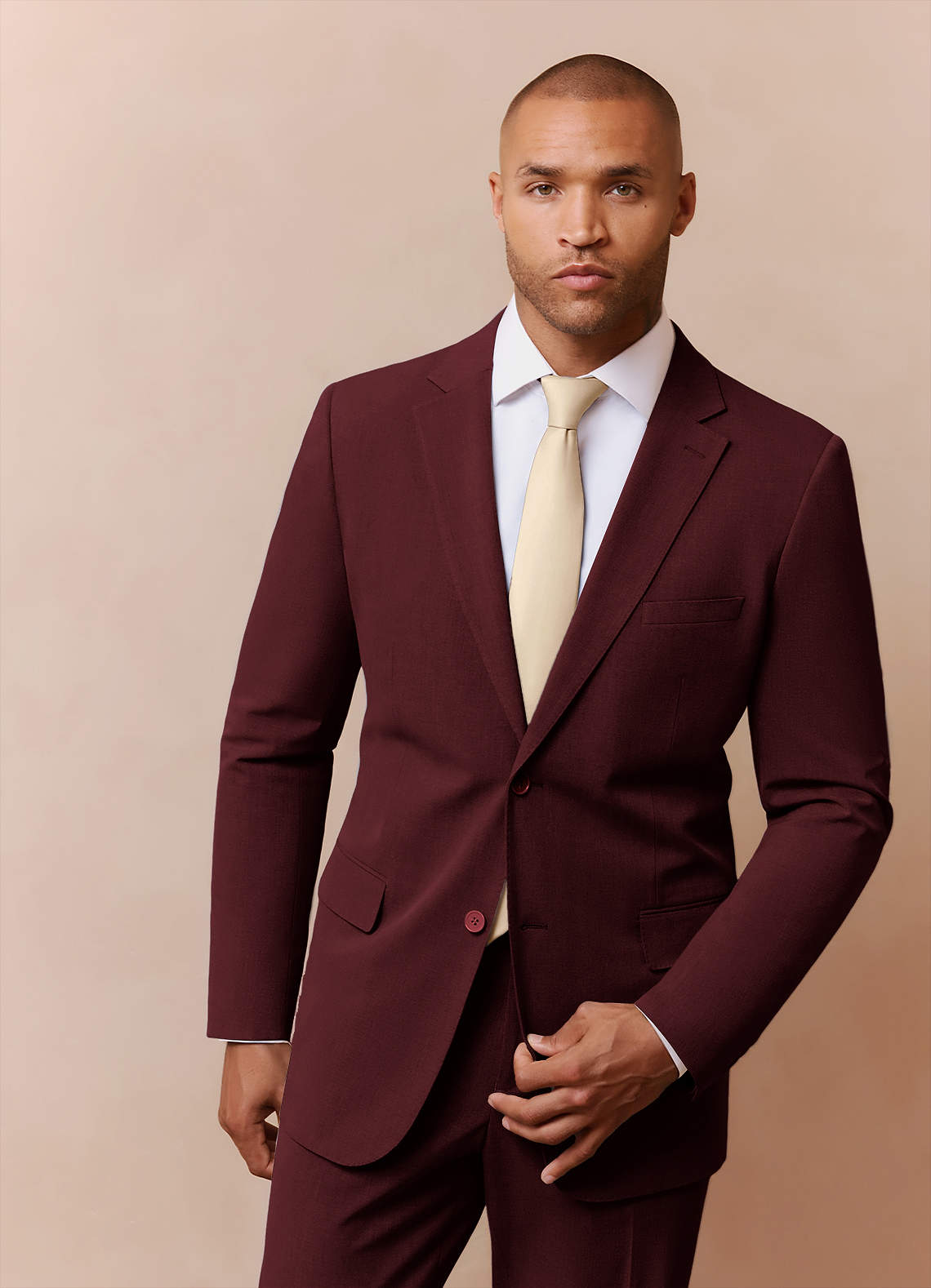 front Savile Burgundy Wool Blend Suit Jacket