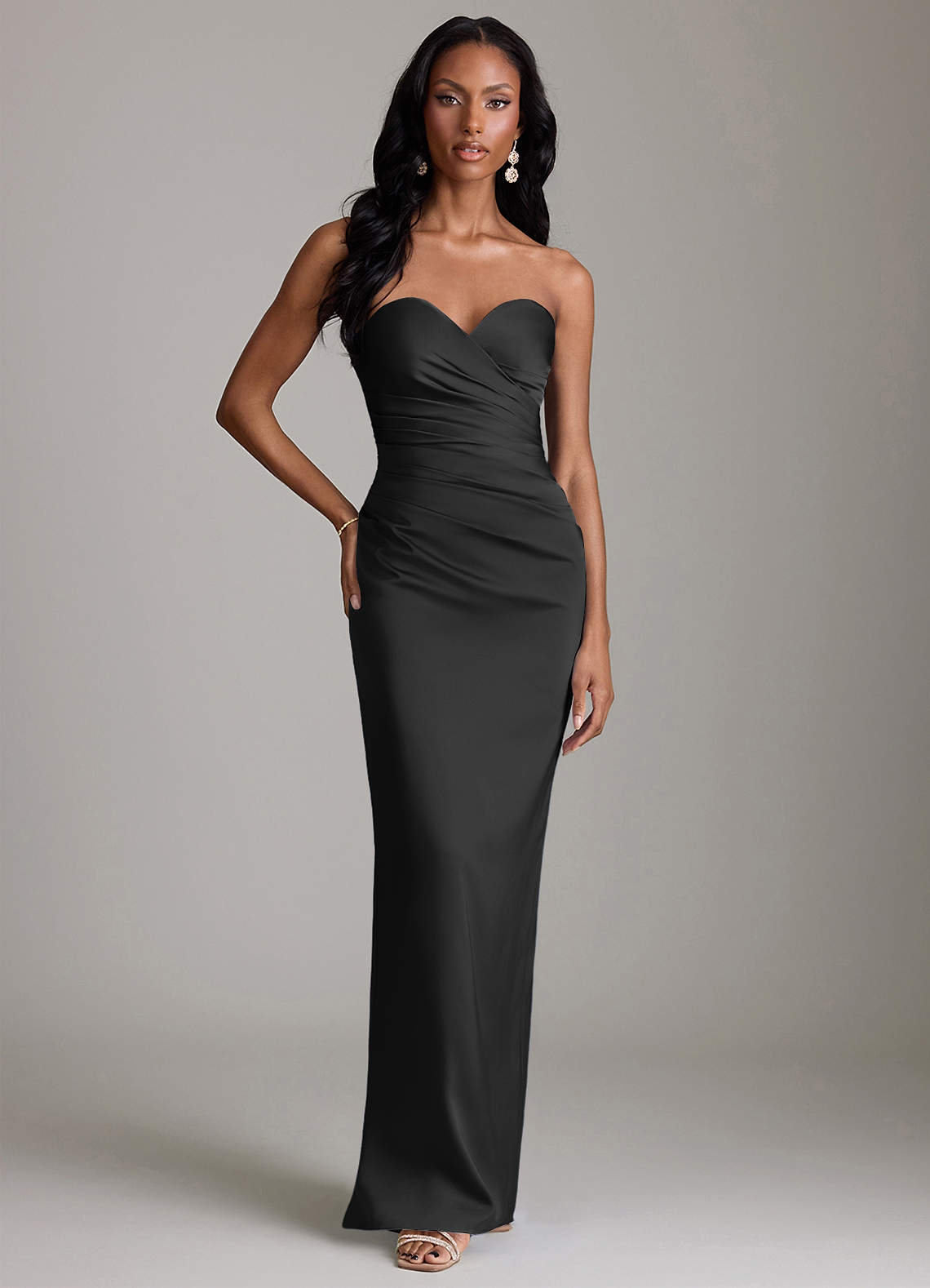 Azazie Sonora Ready to Ship Black Stretch Satin Bridesmaid Dresses