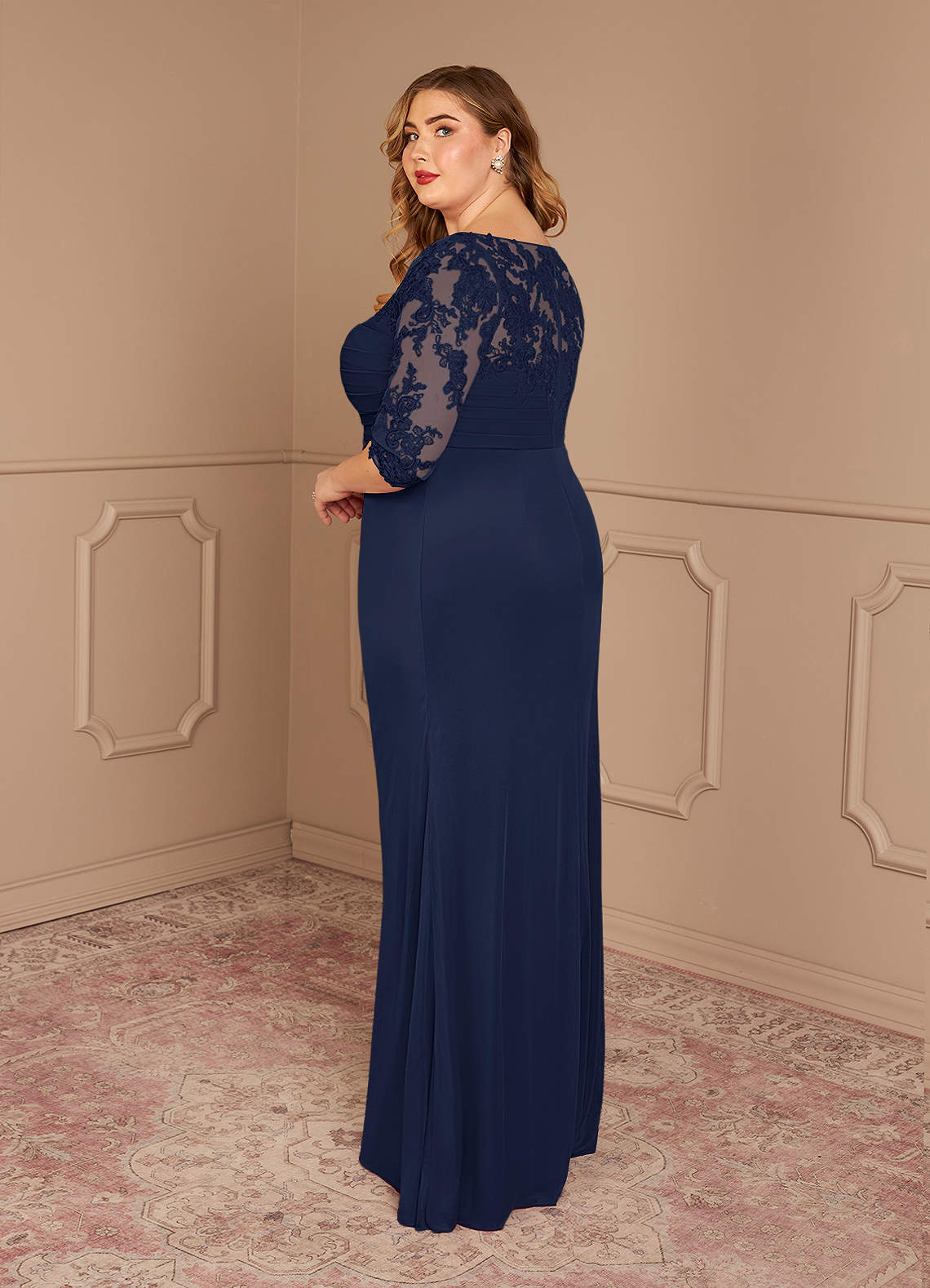 Azazie Alisondra Dark Navy Sheath Scoop Lace Lace Dress | Azazie