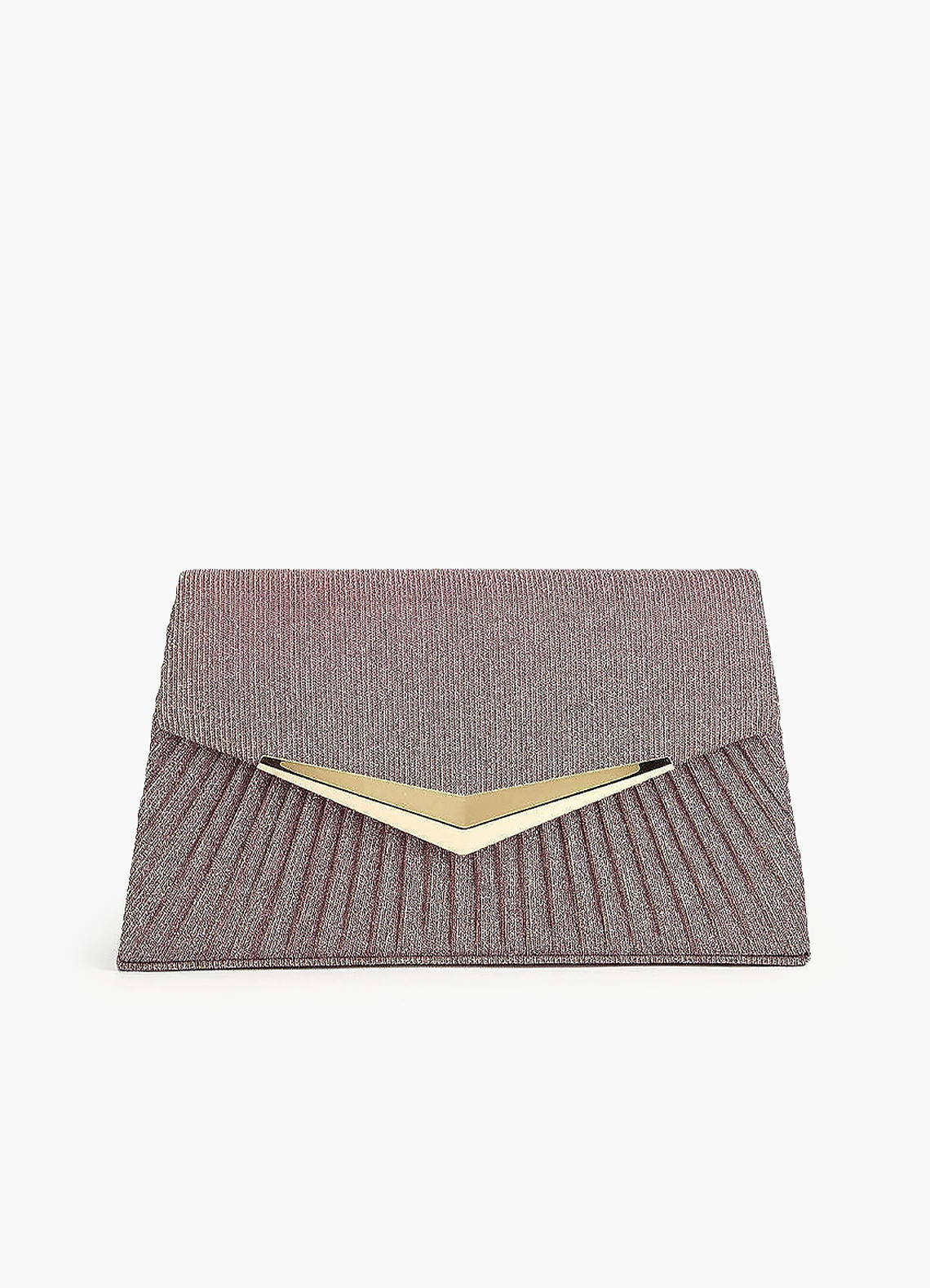 front Plissierte Clutch mit Schimmer und Metall