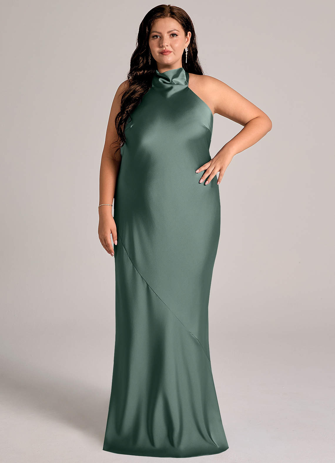 Azazie Velli Sea Moss Stretch Satin Bridesmaid Dresses | Azazie