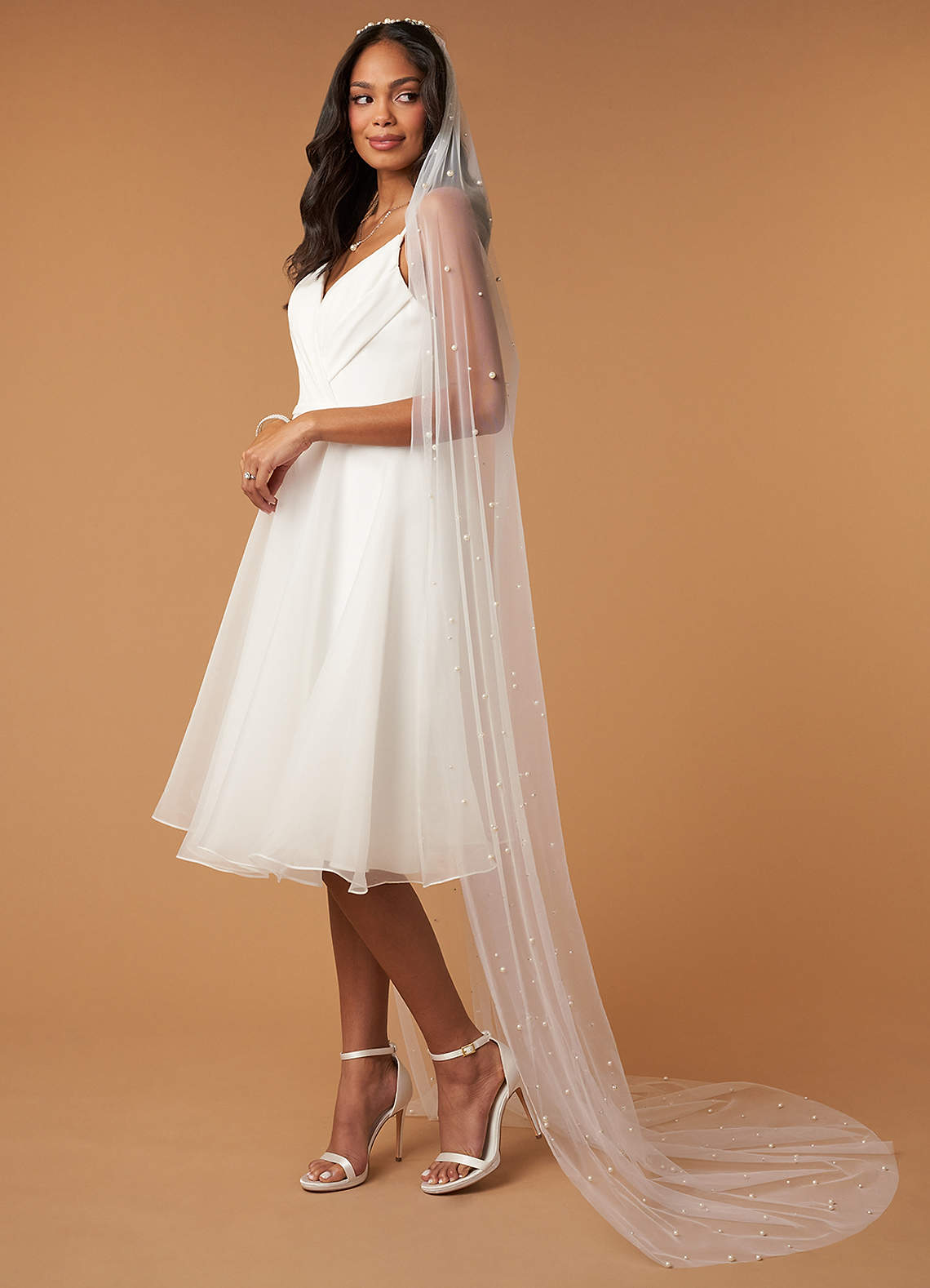 front Quin Pearl Chapel Length Veil