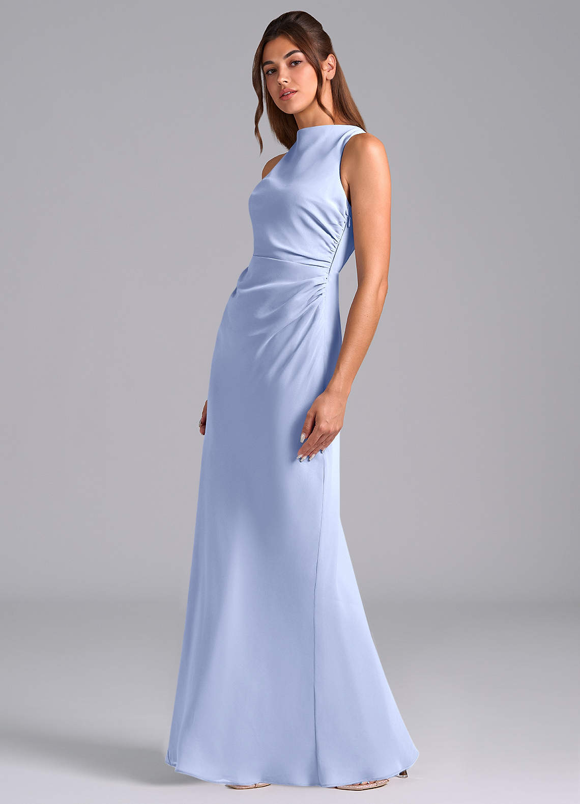 Azazie Evadne Bridesmaid Dresses Ice A-Line Pleated Chiffon Dress image1