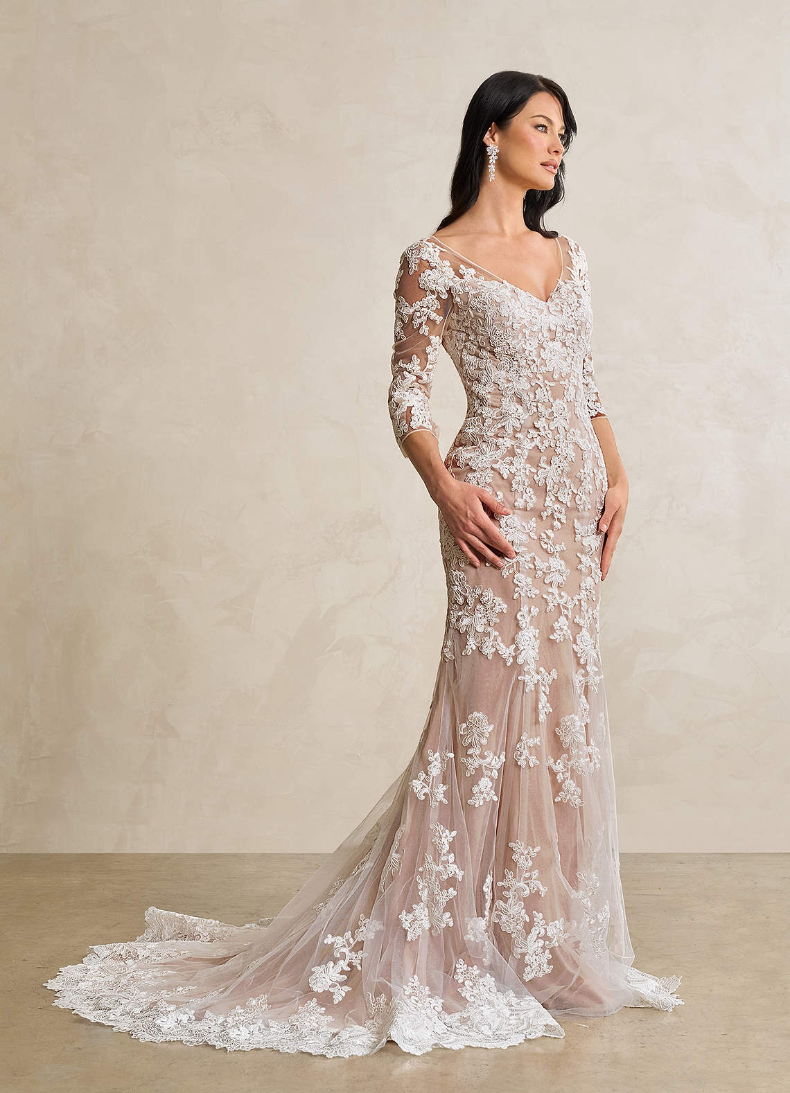 chinese dress ladies Vintage Alencon Lace and Silk Dress - M