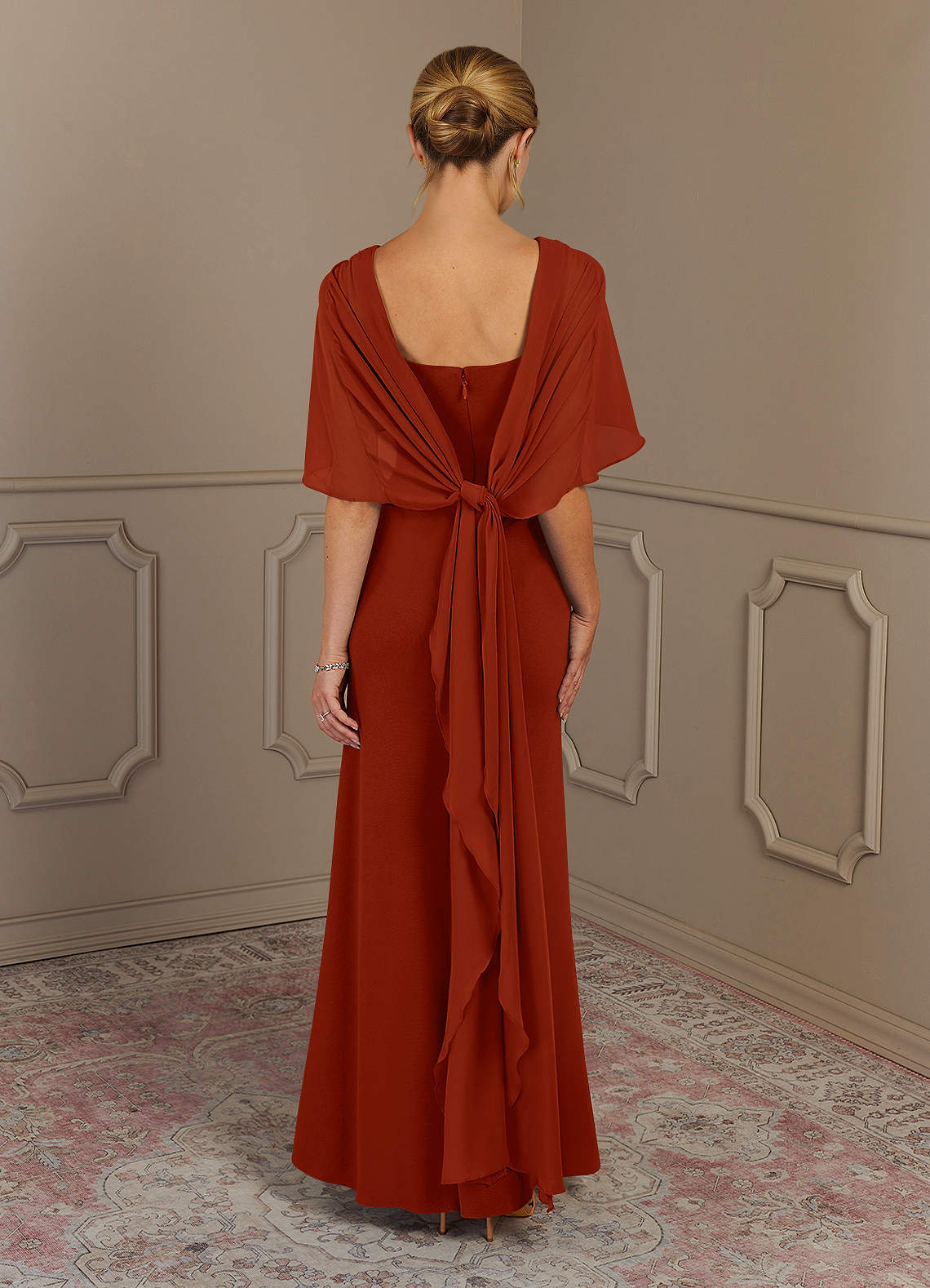 Azazie Dion Klänningar till brudens mor Klä Tubklänning i Stretch crepe Scoop Rost image5