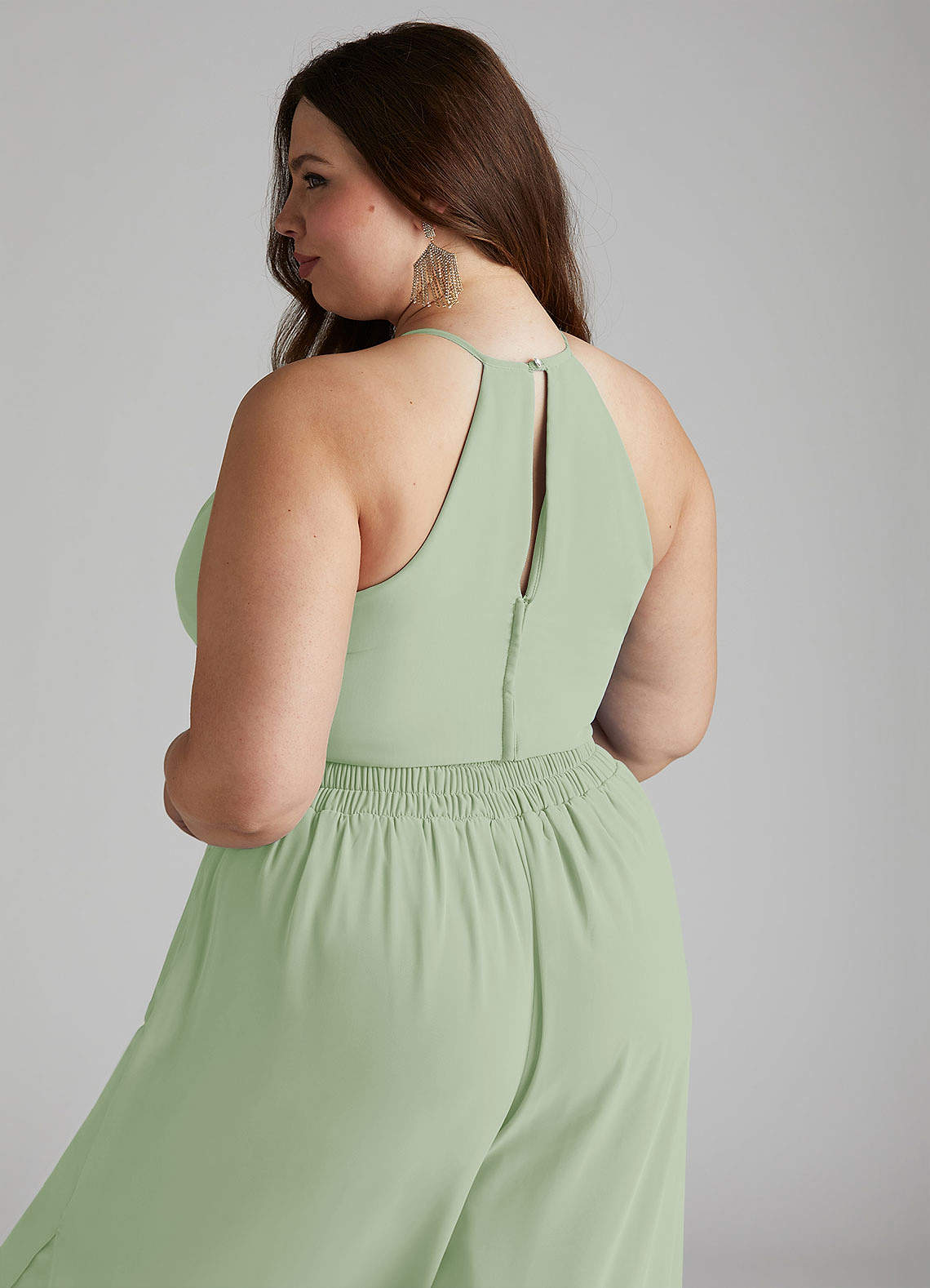 ドレス Azazie Kenzi Jumpsuit Dusty Sage Chiffon Bridesmaid Dresses | Azazie