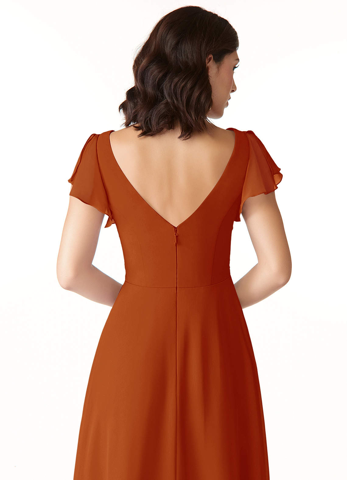 Azazie Omari Bridesmaid Dresses Paprika A-Line Chiffon Dress image5