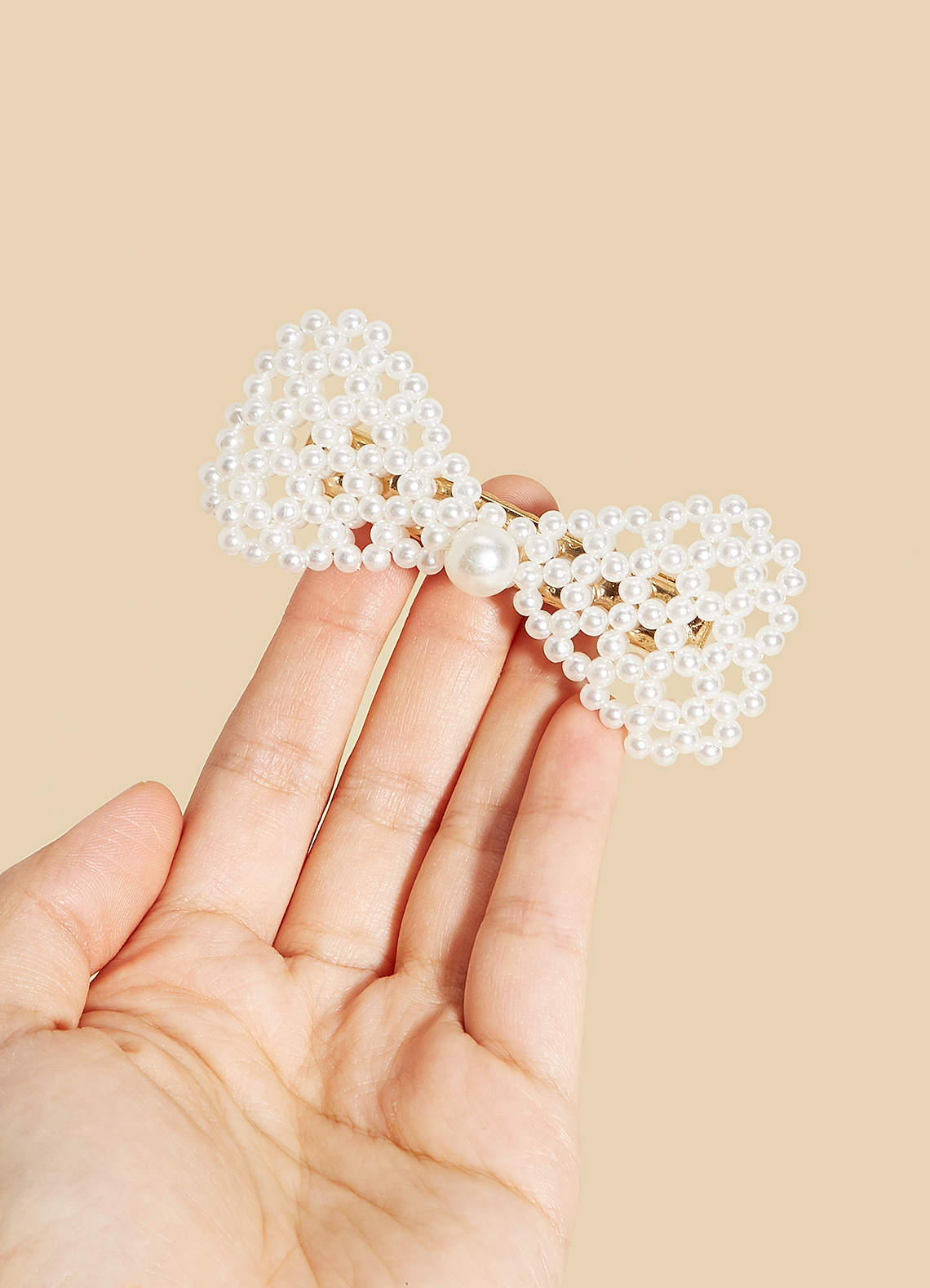 front Pearl Bow Barrette