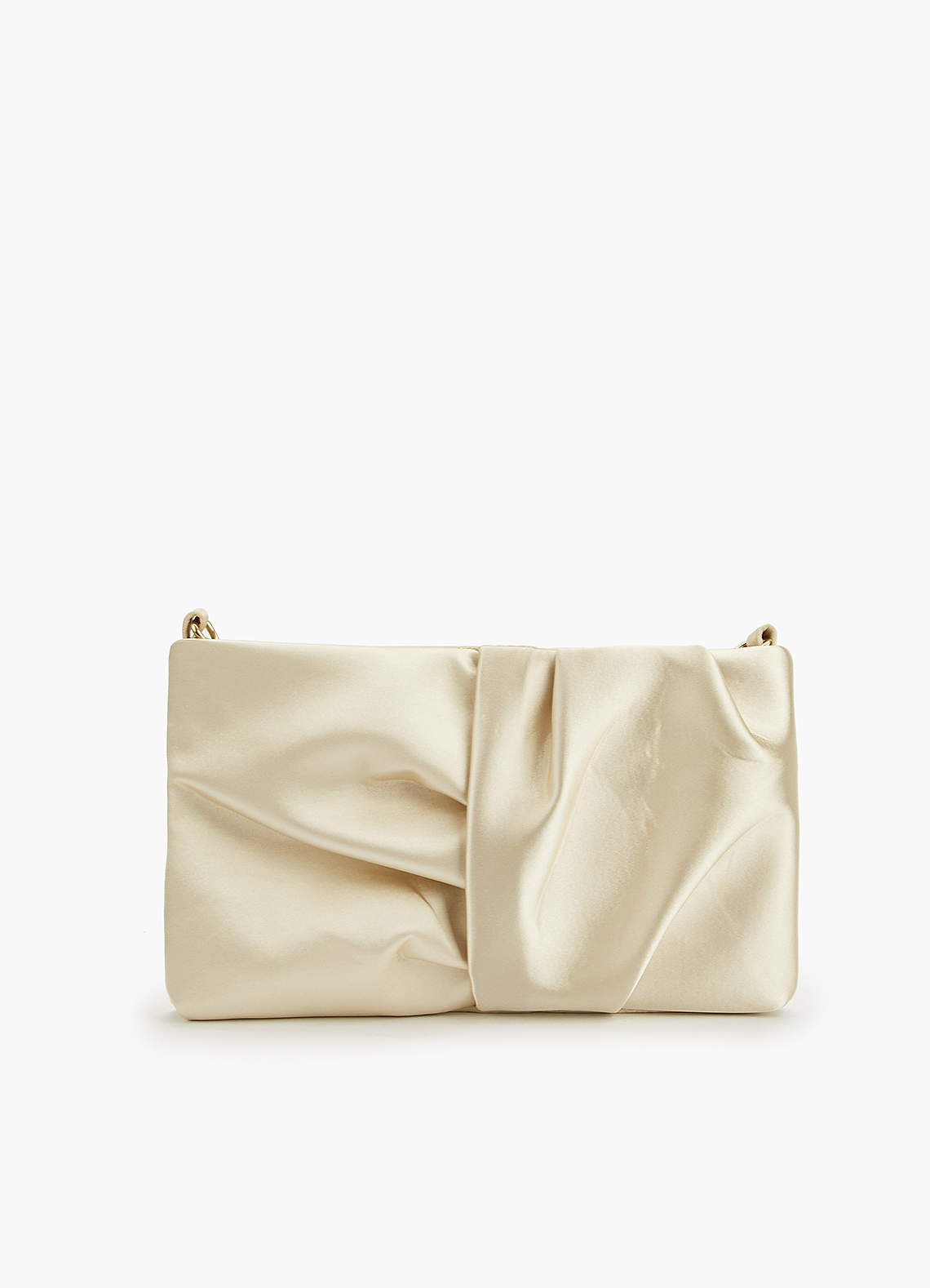 front Pleated Satin Crossbody Bag
