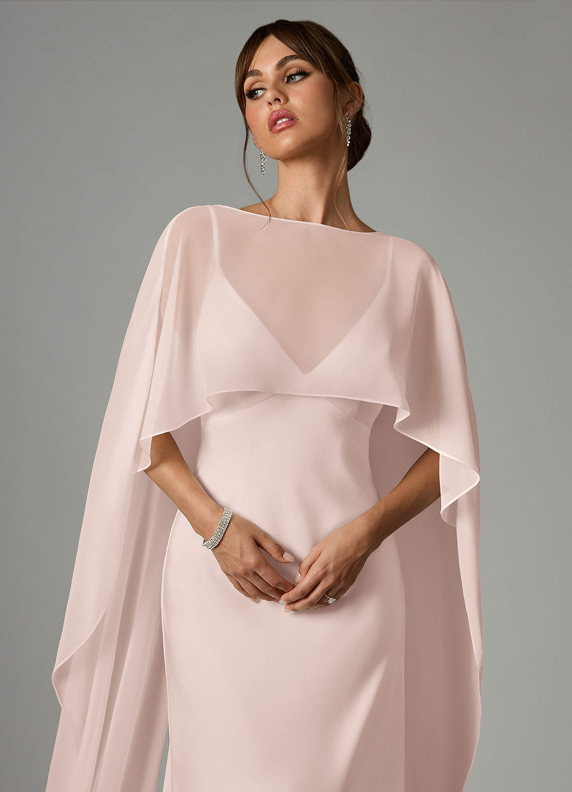 Azazie Stefania Vestidos de madrinha de casamento Vestido Rosa Corado de Cetim elástico de Linha A image4