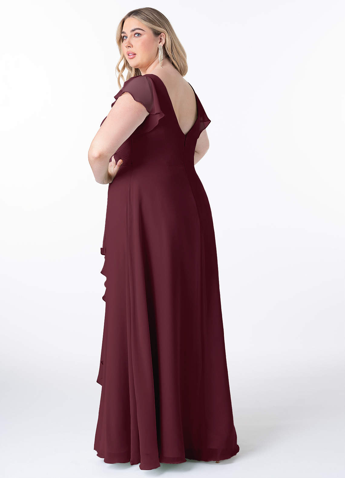 Azazie Omari Vestidos de damas de honor Vestido Cabernet de Gasa de Línea A image1