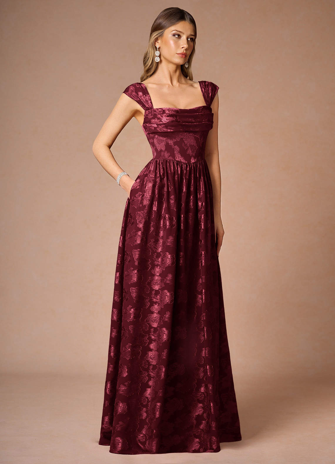 Hazel Wine Pleated Maxi Dress image4